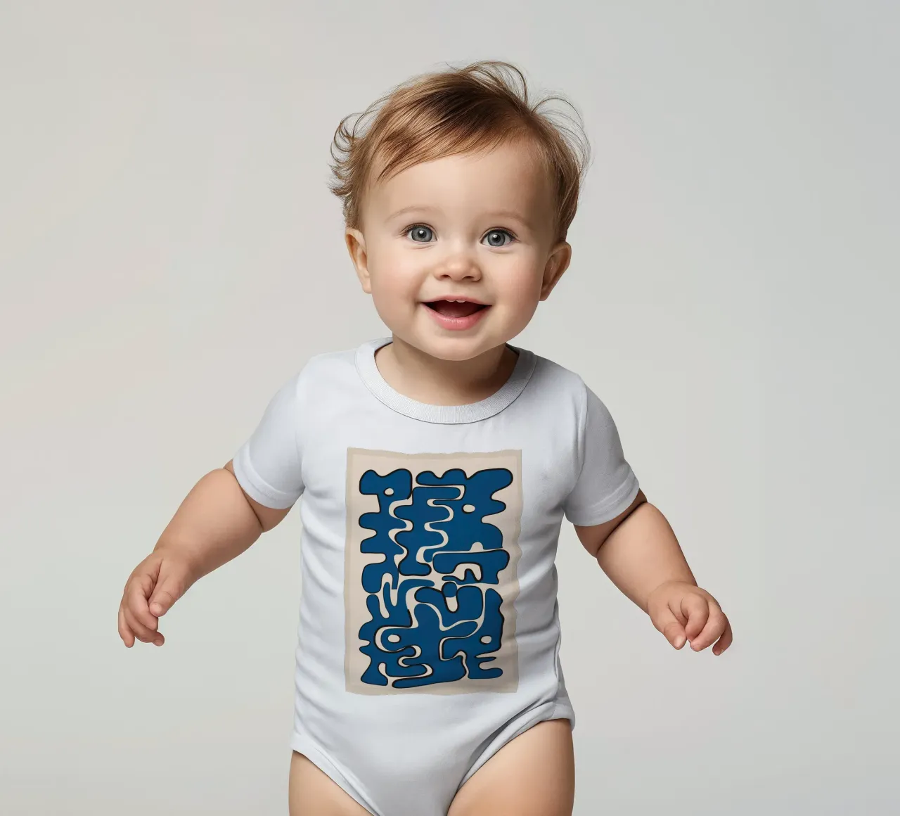 Minimal Abstract Maze – Cobalt Kurzarm Babybody von cityart