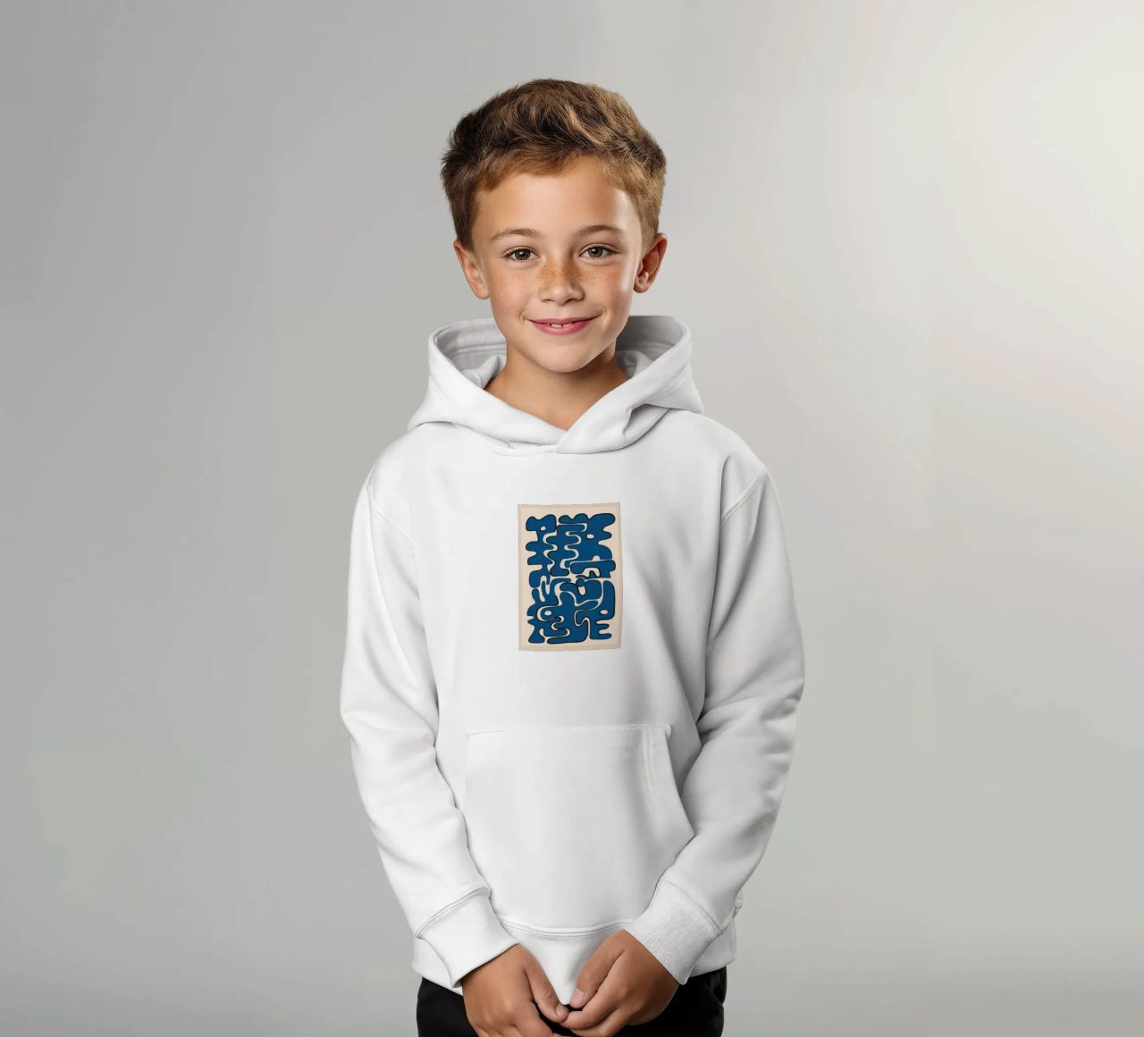 Minimal Abstract Maze – Cobalt felpa bambino con cappuccio da cityart