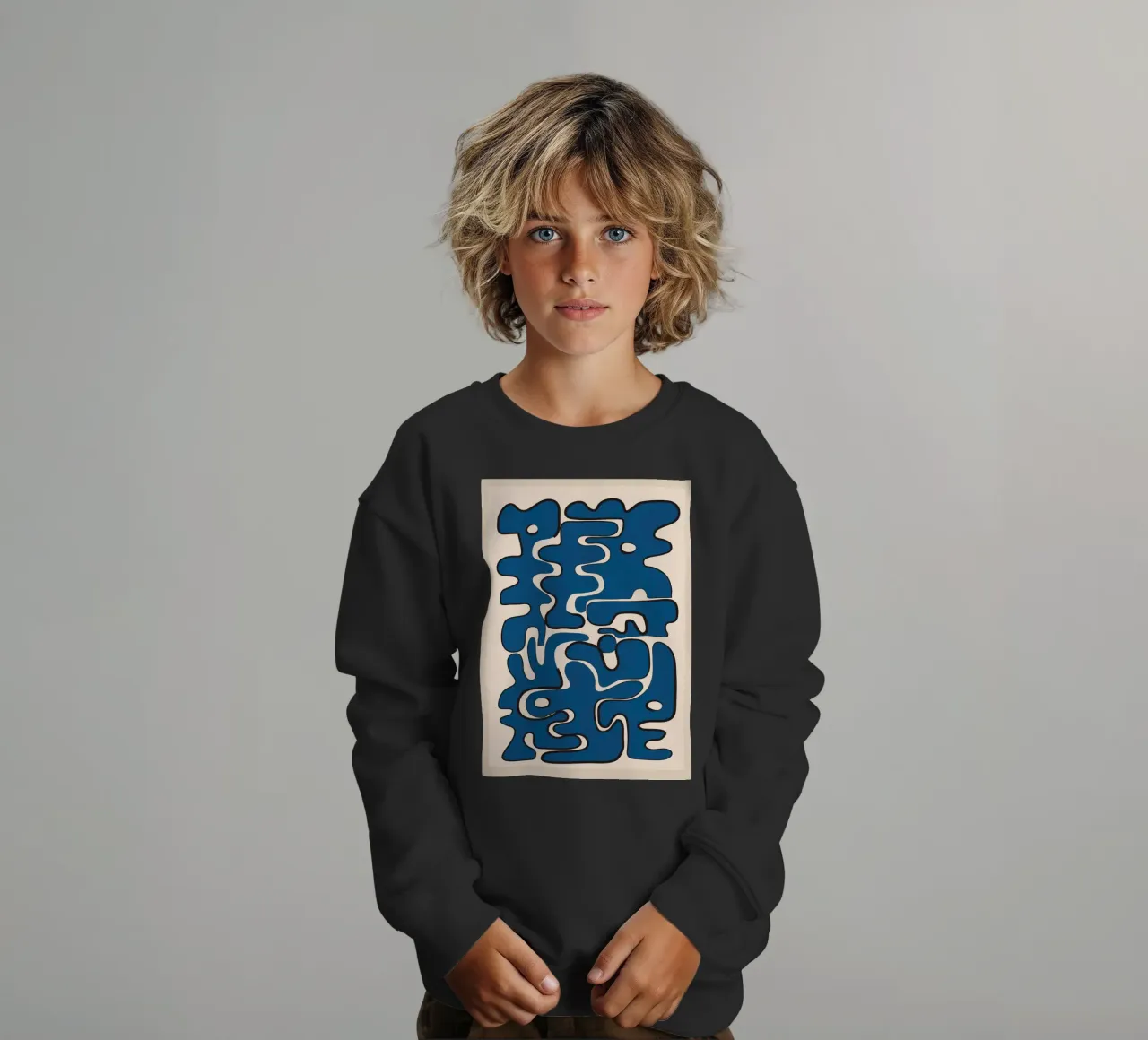 Minimal Abstract Maze – Cobalt felpa bambino da cityart