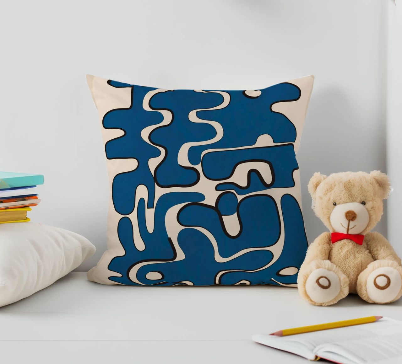 Minimal Abstract Maze – Cobalt cuscino da cityart