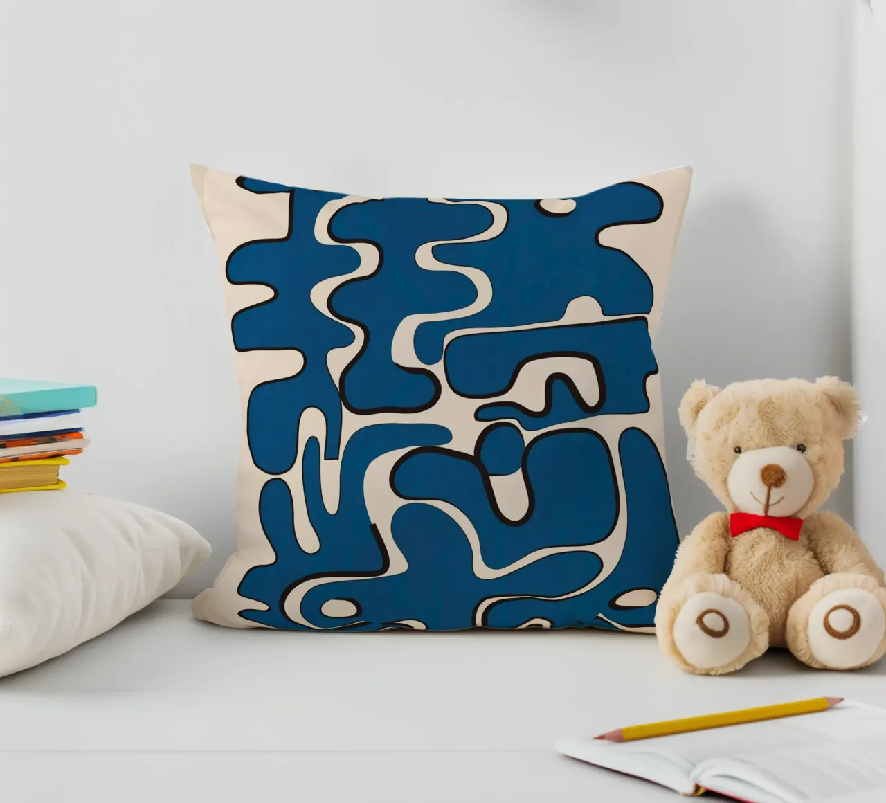 Minimal Abstract Maze – Cobalt Kissen von cityart