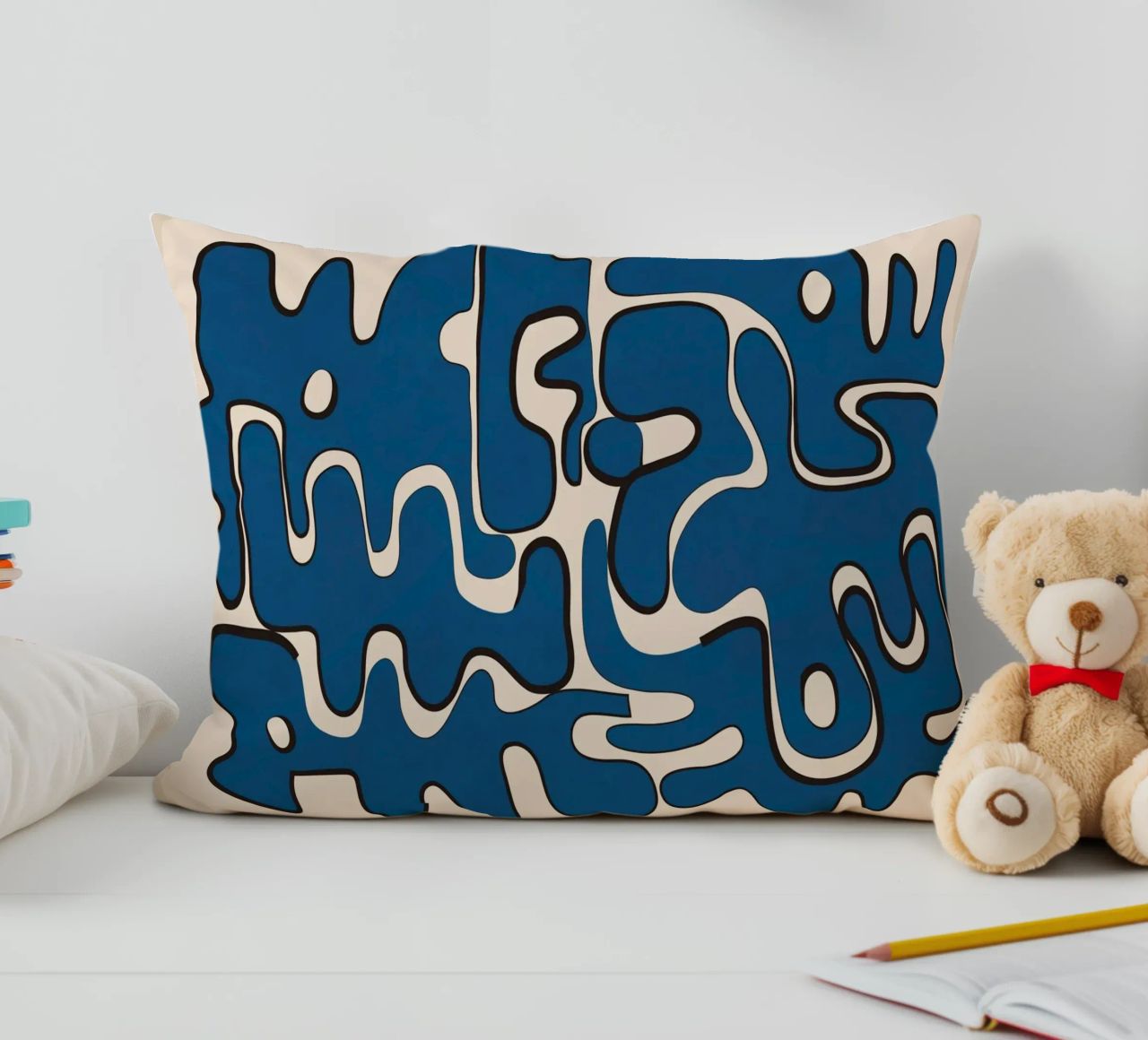 Minimal Abstract Maze – Cobalt cuscino da cityart
