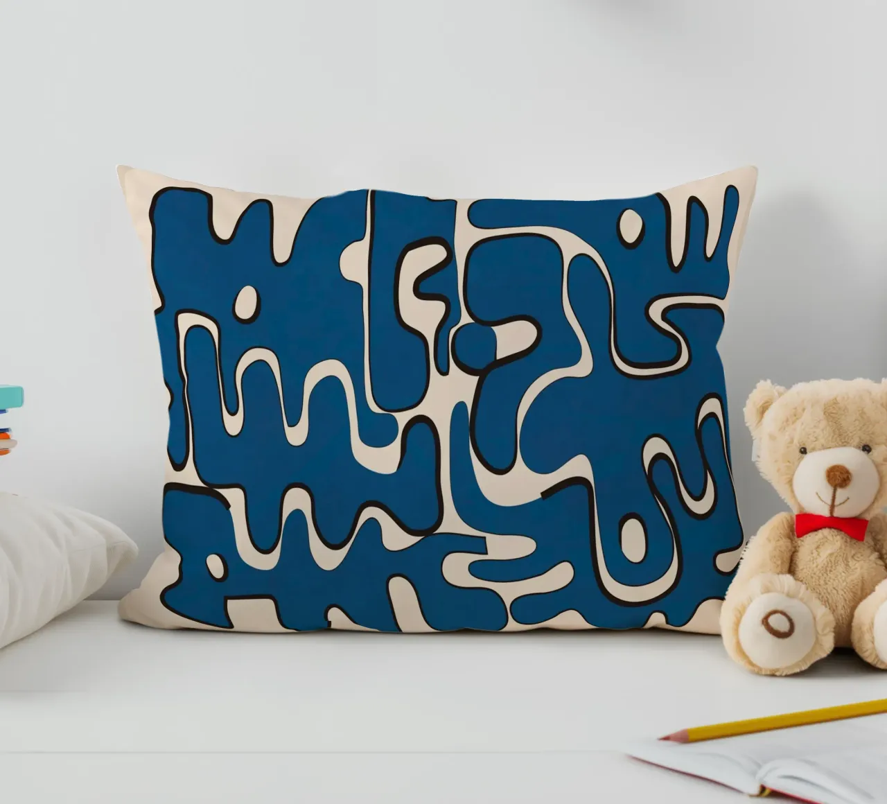 Minimal Abstract Maze – Cobalt Kissen von cityart