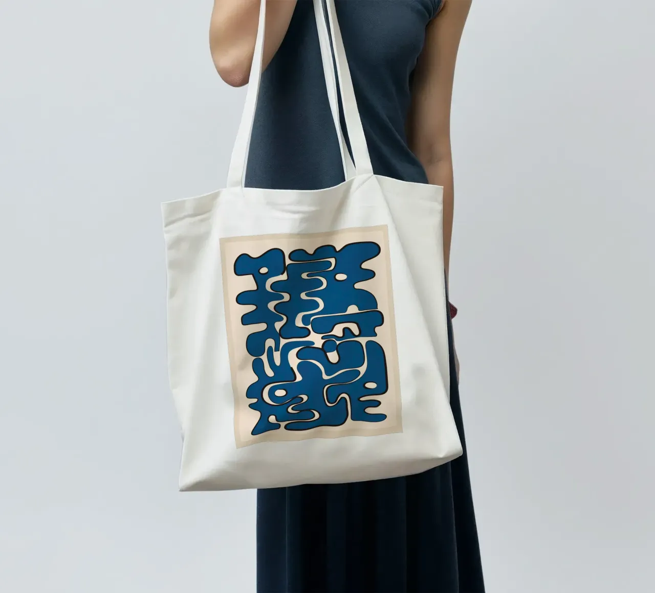 Minimal Abstract Maze – Cobalt borsa in juta da cityart