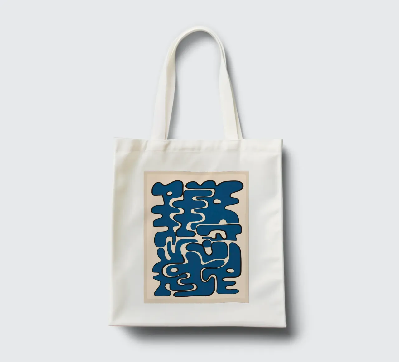 Minimal Abstract Maze – Cobalt borsa in juta da cityart