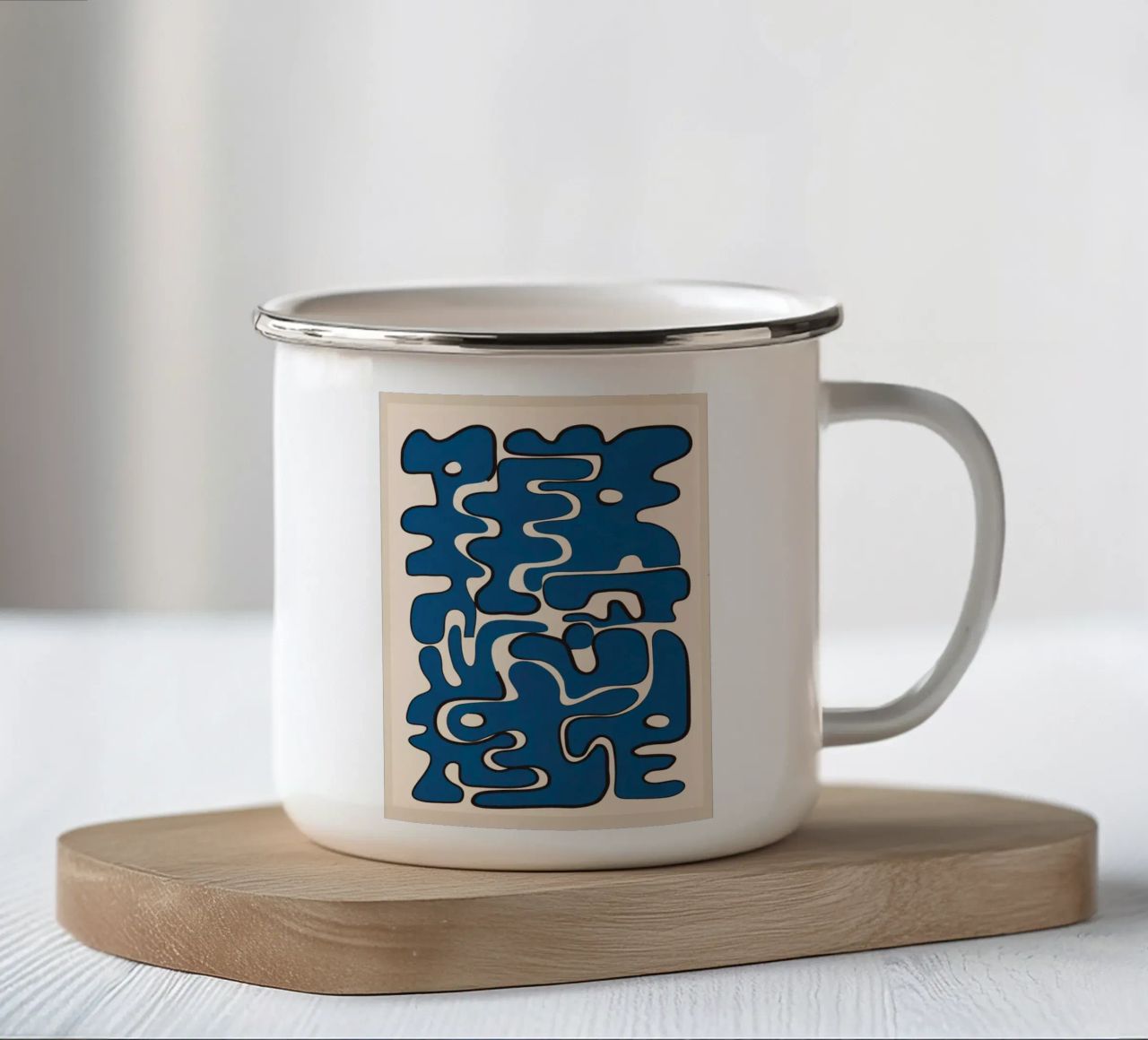 Minimal Abstract Maze – Cobalt tazza in smalto da cityart