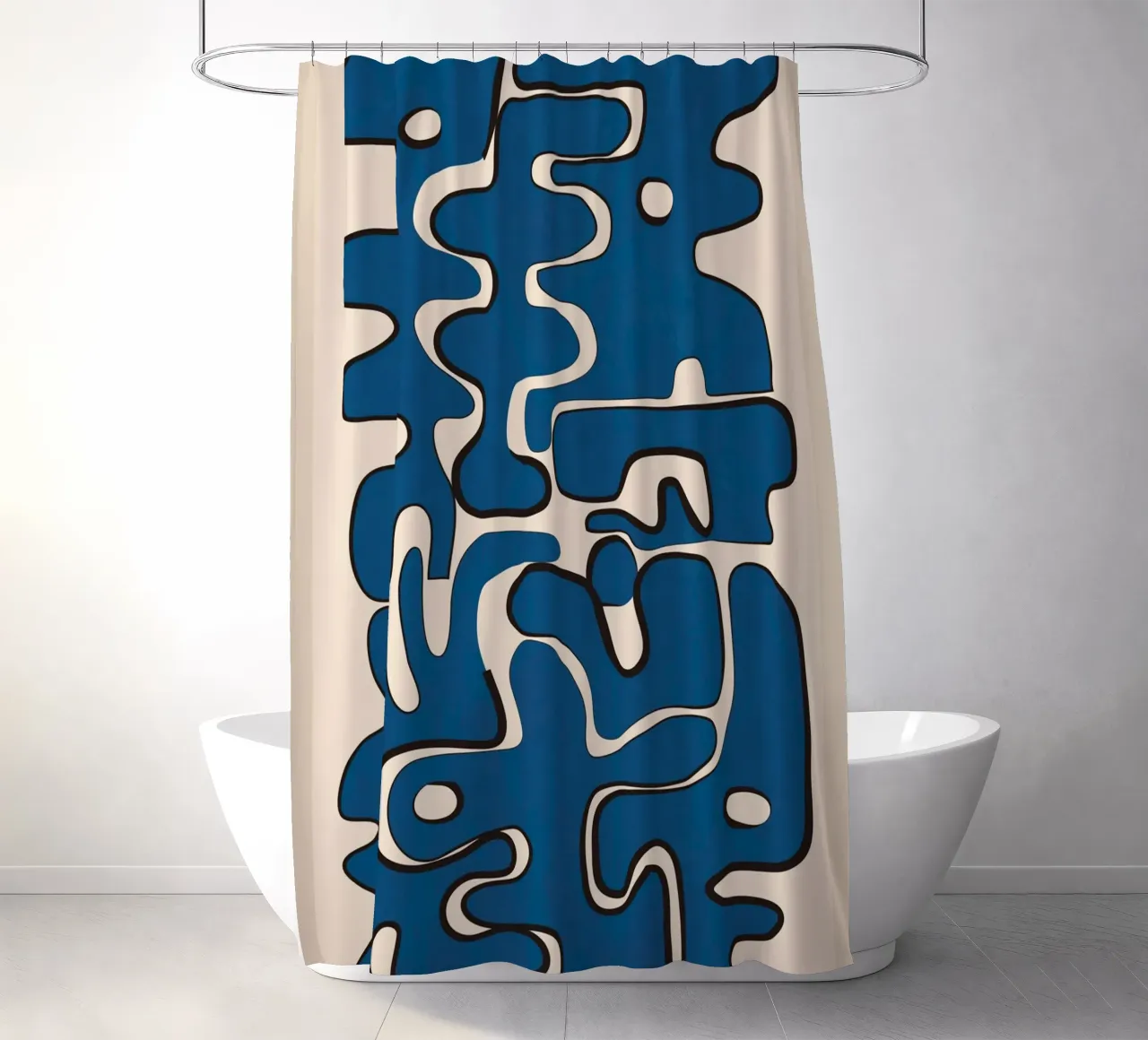 Minimal Abstract Maze – Cobalt Duschvorhang von cityart