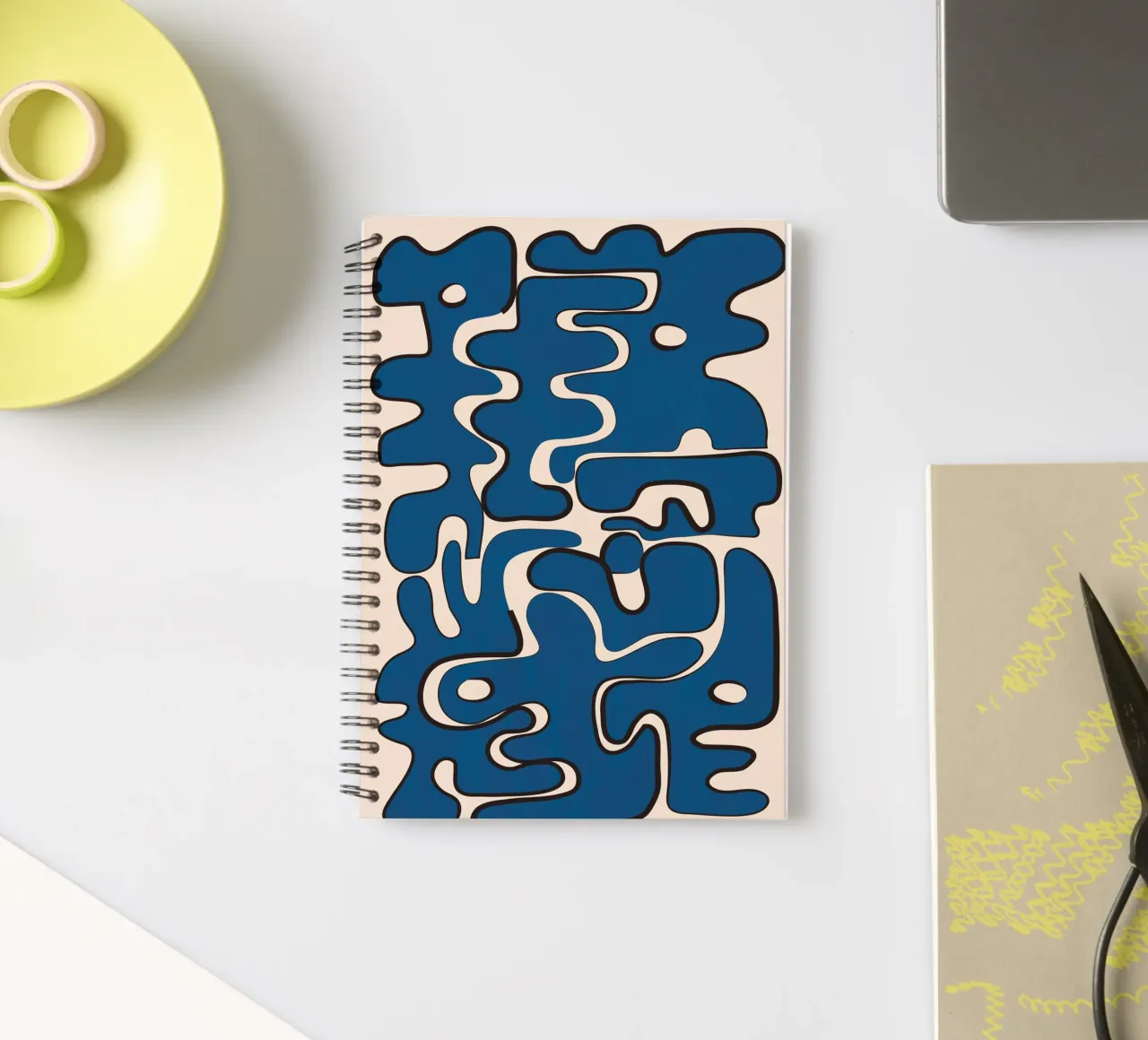 Minimal Abstract Maze – Cobalt spiral notebook by cityart