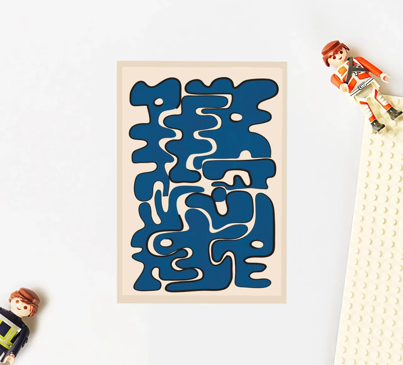 Minimal Abstract Maze – Cobalt Sticker von cityart