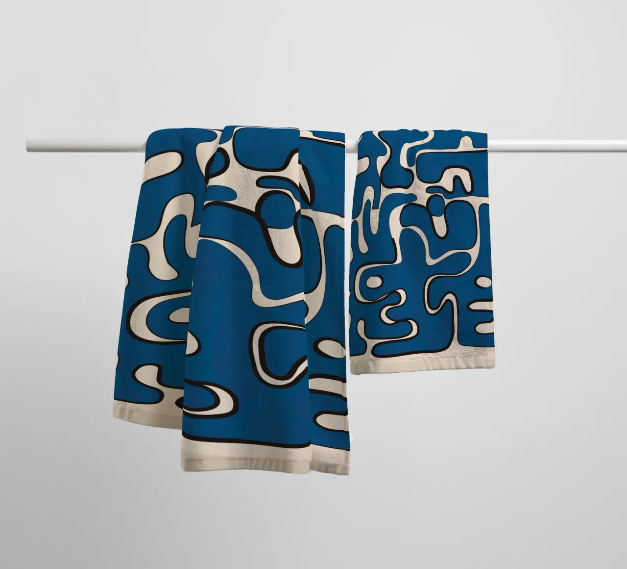 Minimal Abstract Maze – Cobalt badhanddoek van cityart