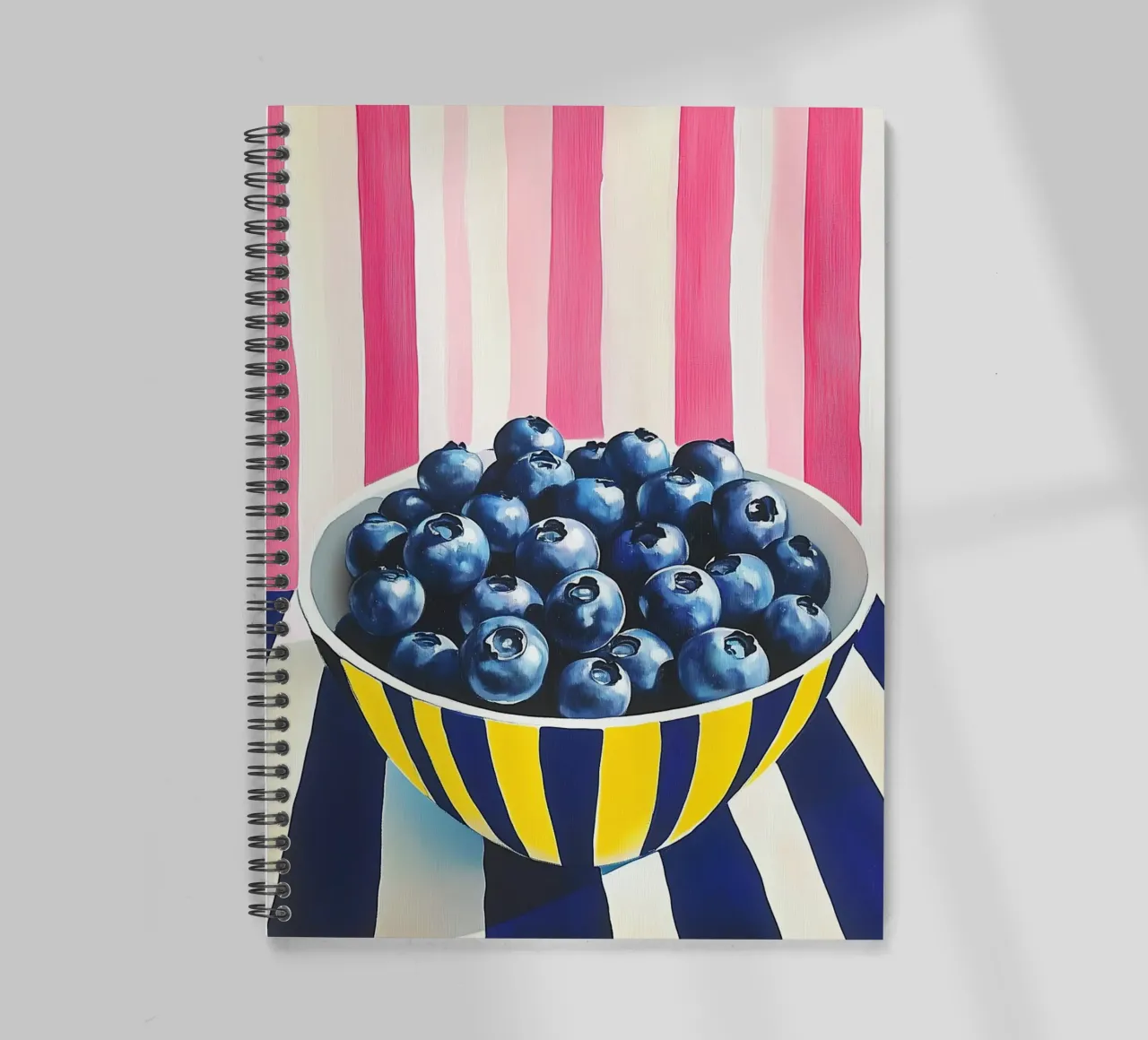 Blueberries with stripes spiral notebook by Carinaprint