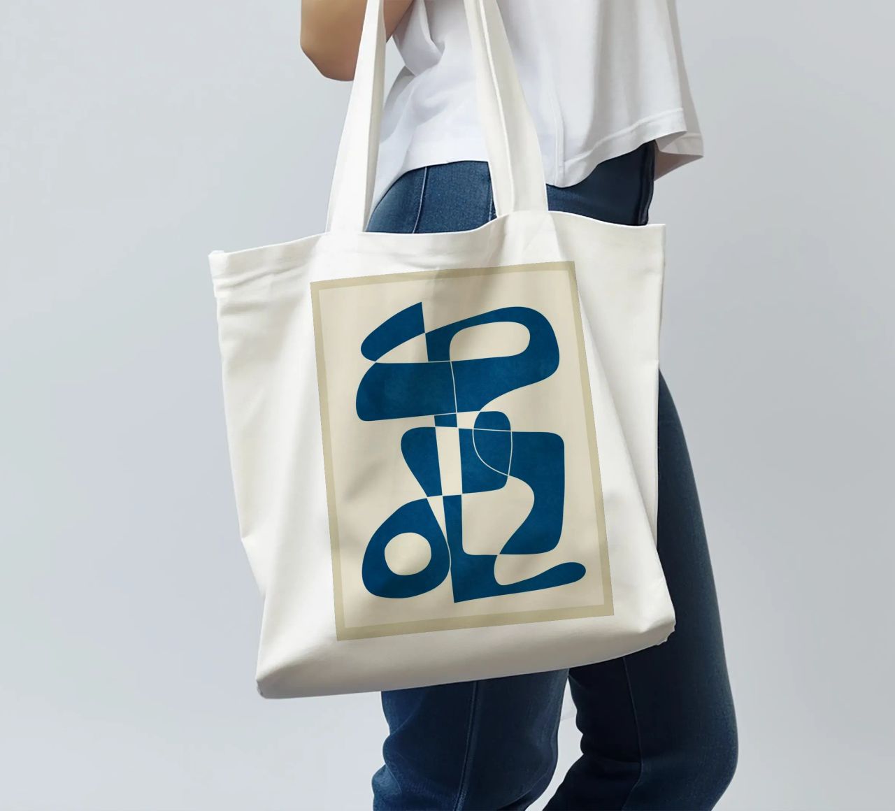 Minimal Abstract Cobalt borsa in juta da cityart