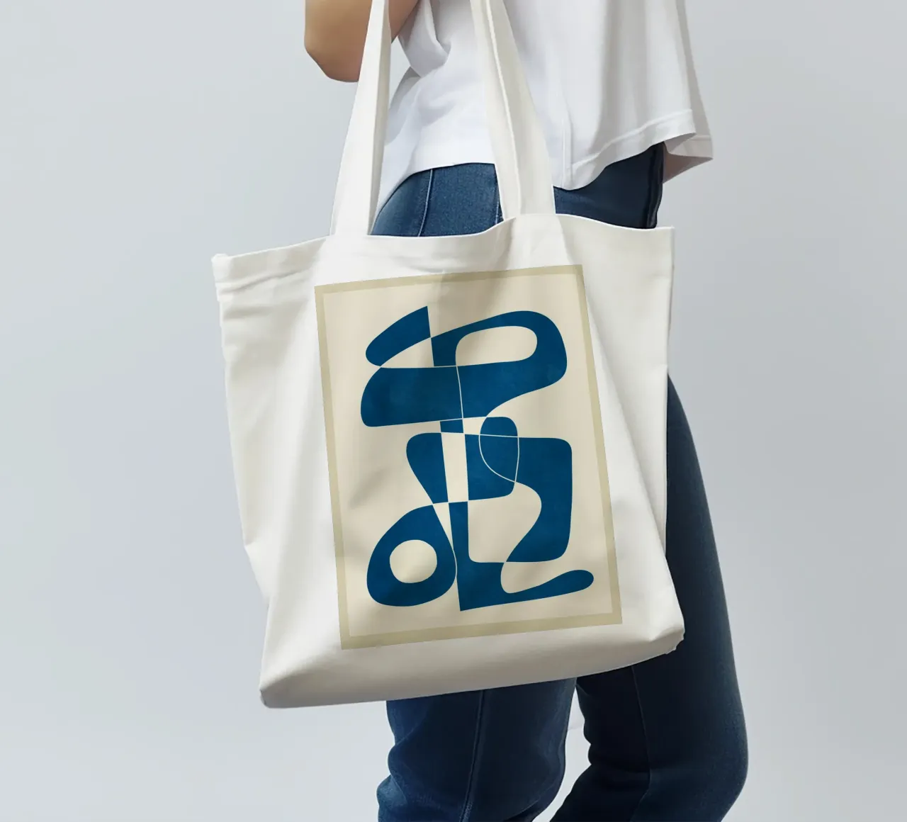 Minimal Abstract Cobalt borsa in juta da cityart