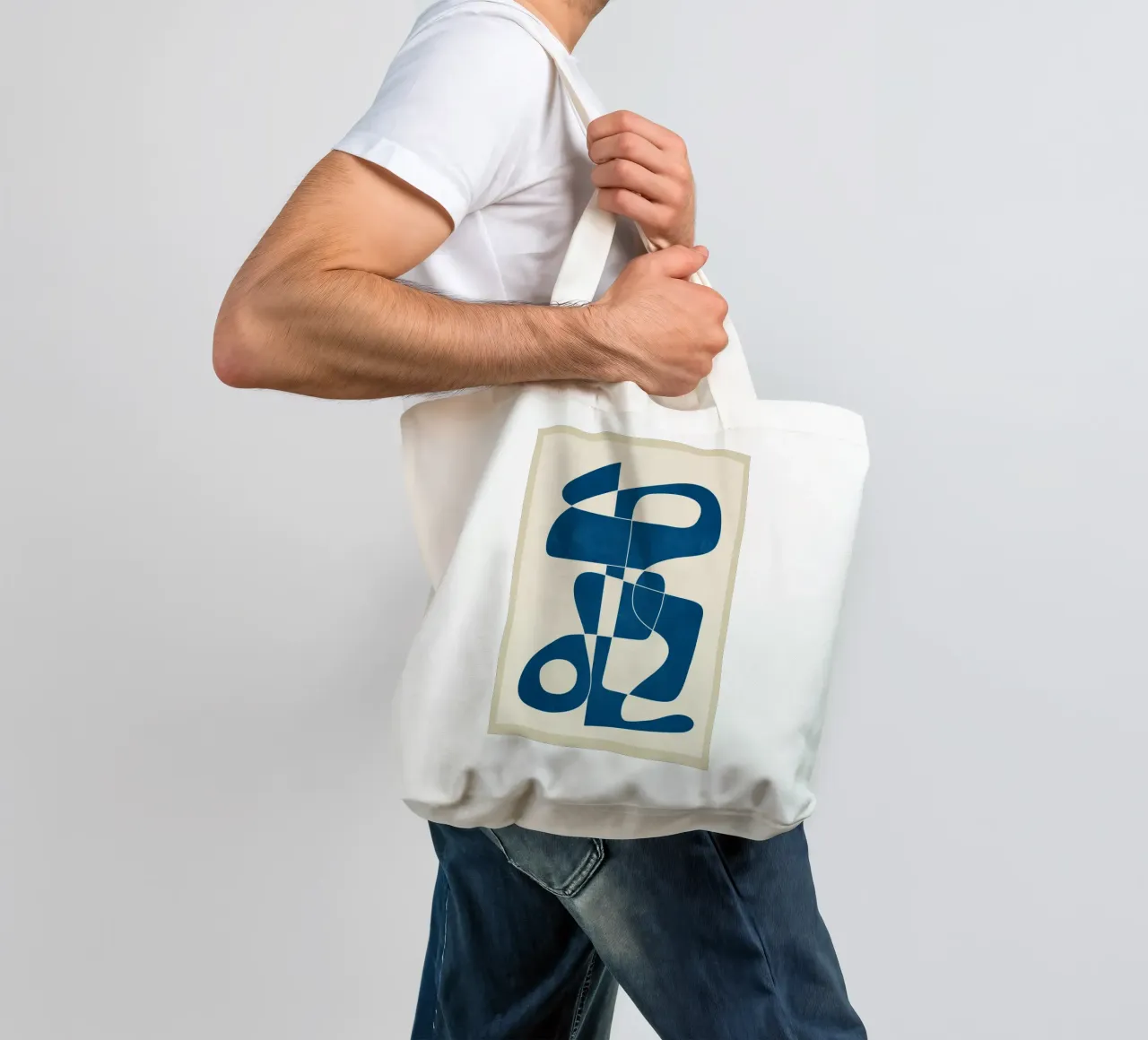 Minimal Abstract Cobalt borsa in juta da cityart