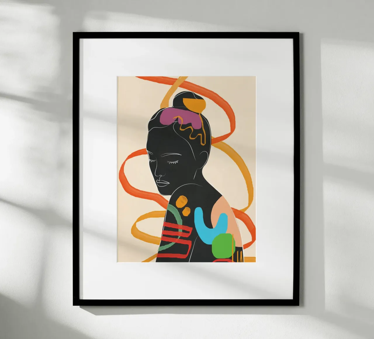 Modern Abstract Woman 2 poster con telaio in legno da cityart