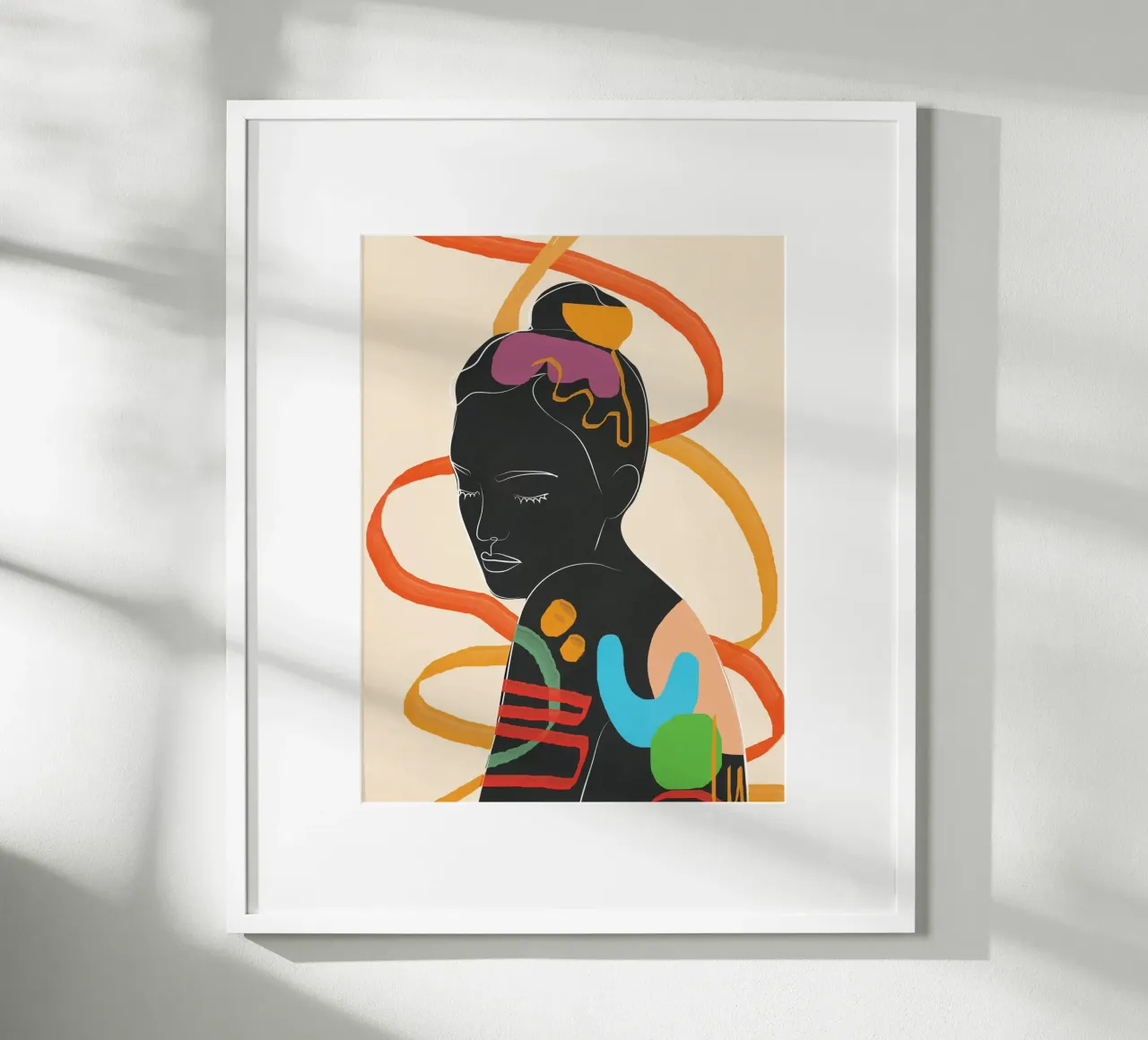 Modern Abstract Woman 2 poster con telaio in legno da cityart