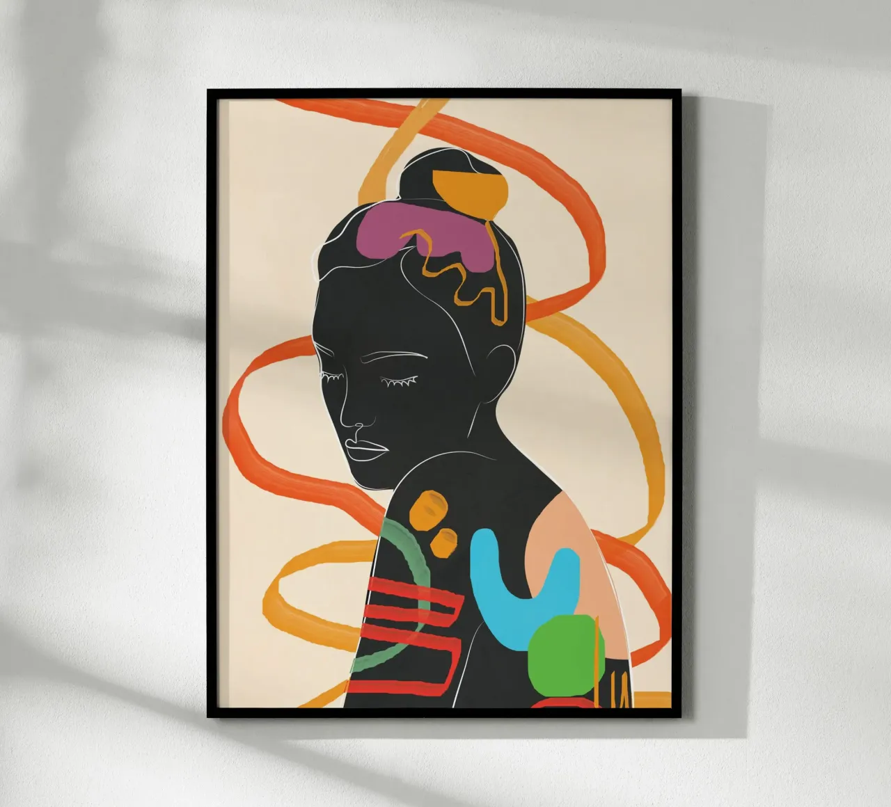 Modern Abstract Woman 2 poster con telaio in legno da cityart