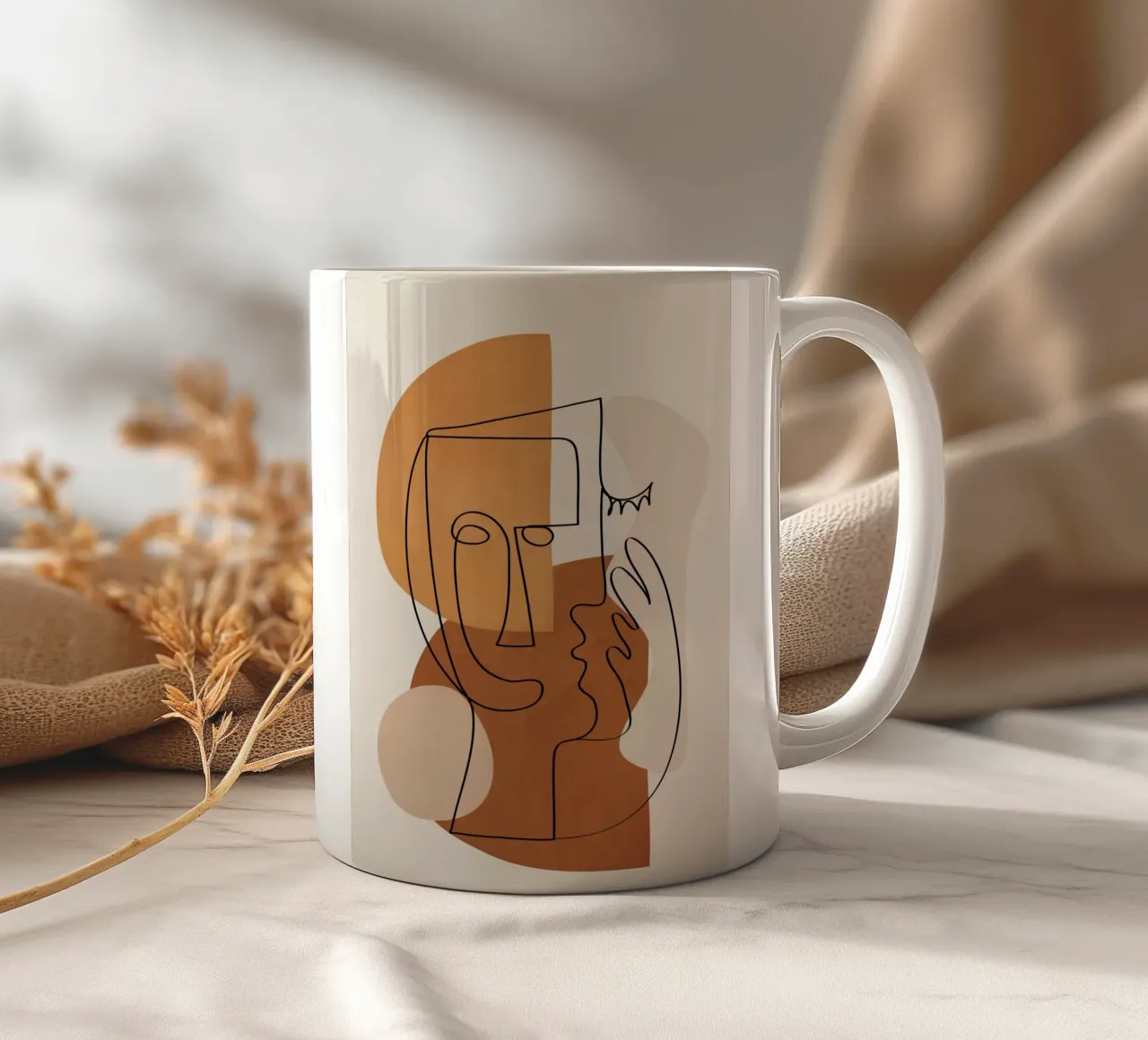Abstract Clay Faces I keramische mok van cityart
