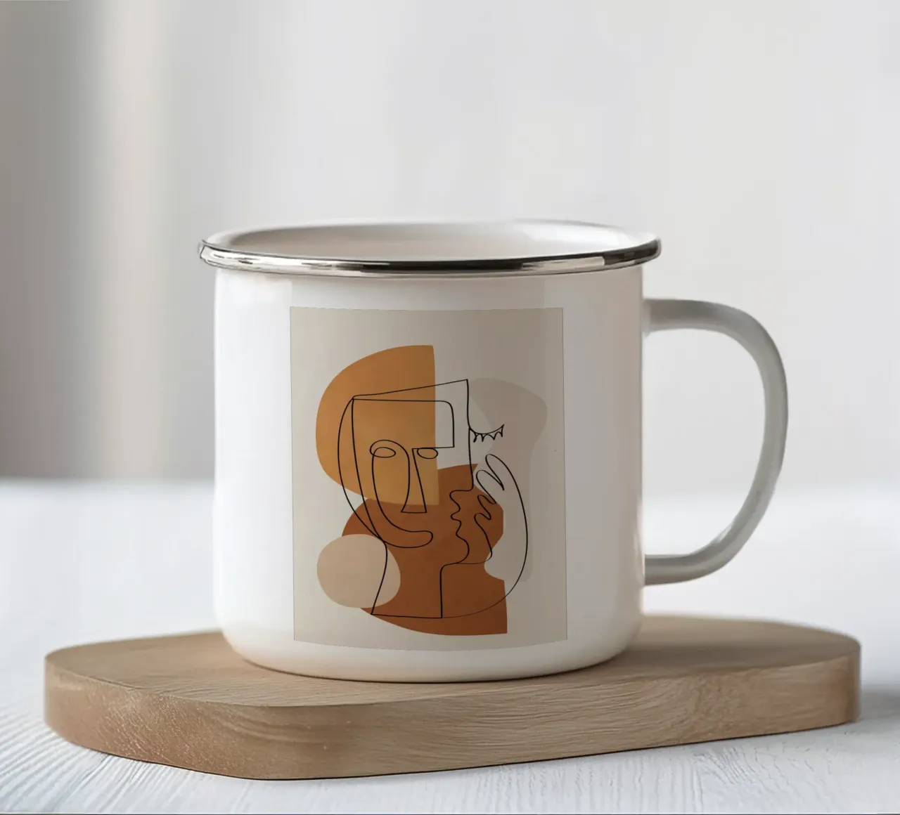 Abstract Clay Faces I Emaille Tasse von cityart