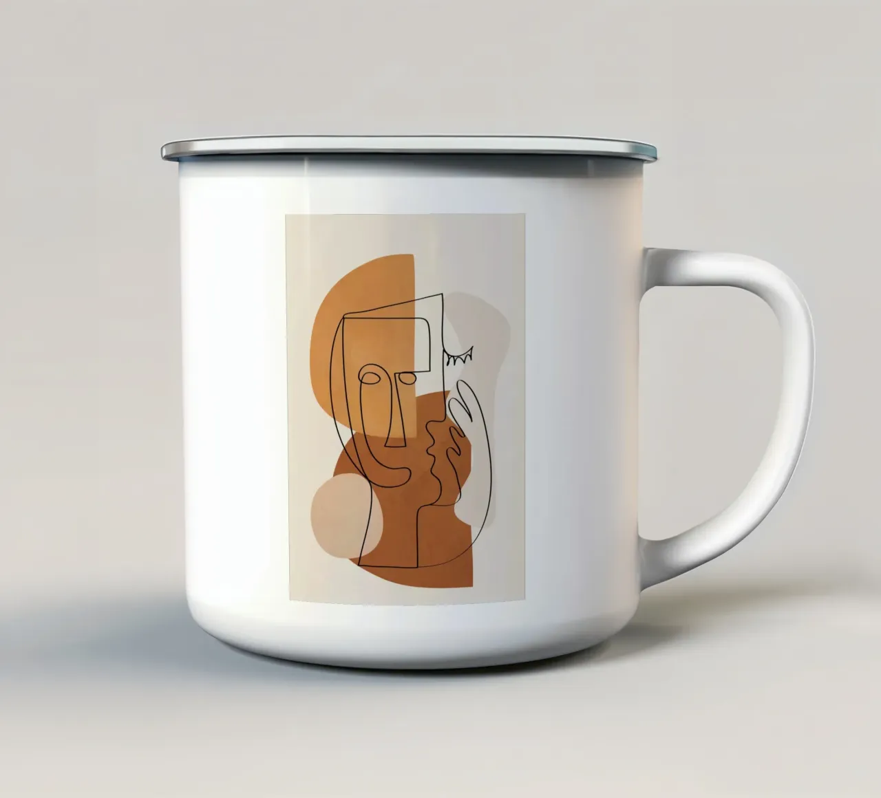 Abstract Clay Faces I Emaille Tasse von cityart