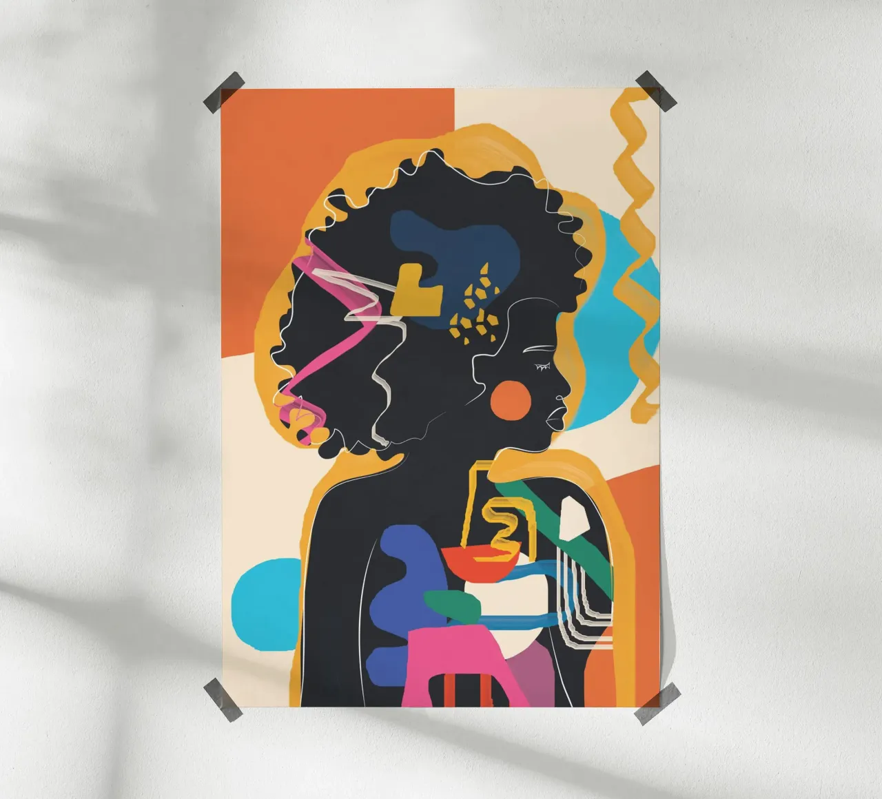 Modern Abstract Woman 4 poster con telaio in legno da cityart