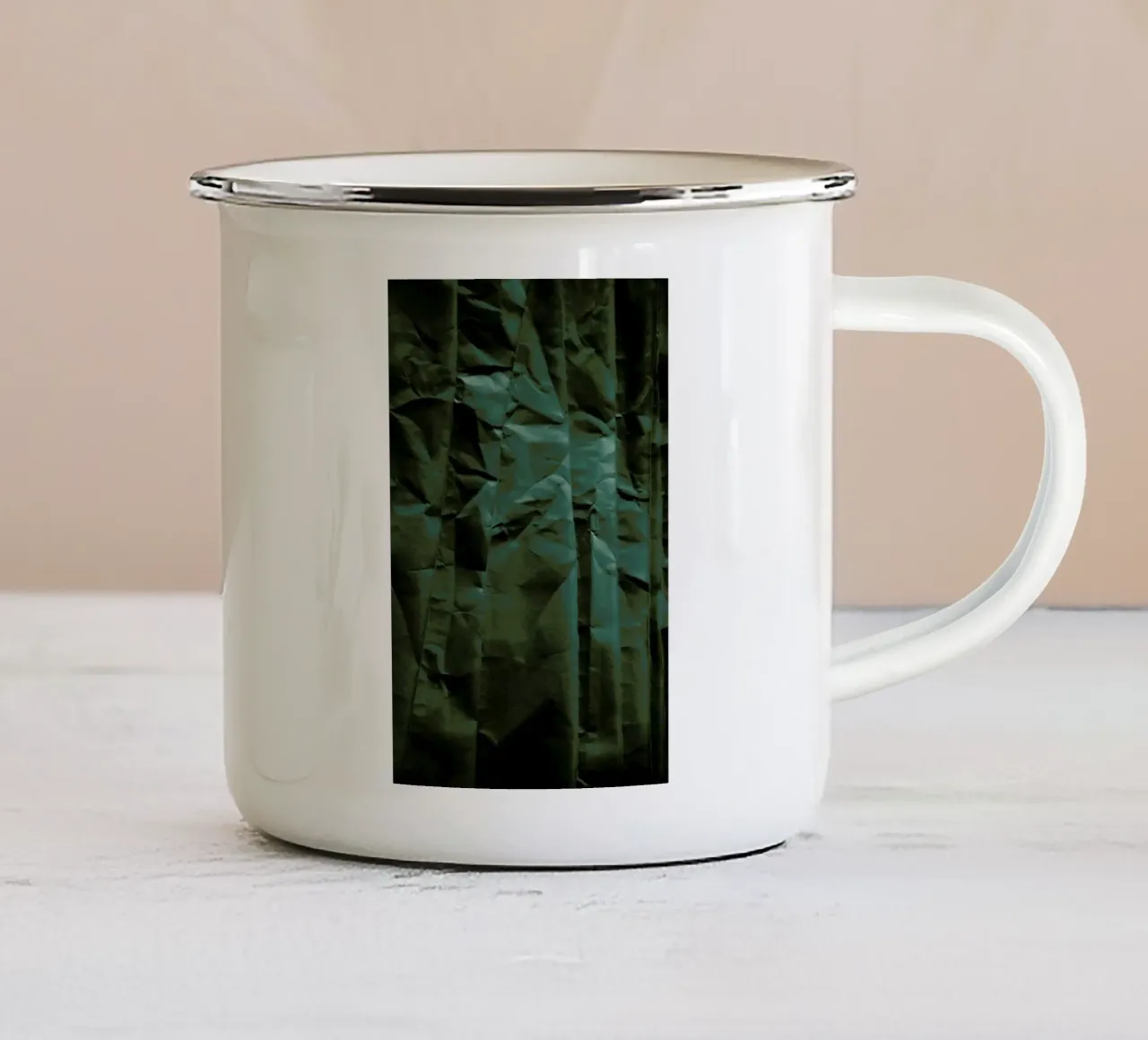Emerald Green Abstract Paper Forest tazza in smalto da Studio Nahili