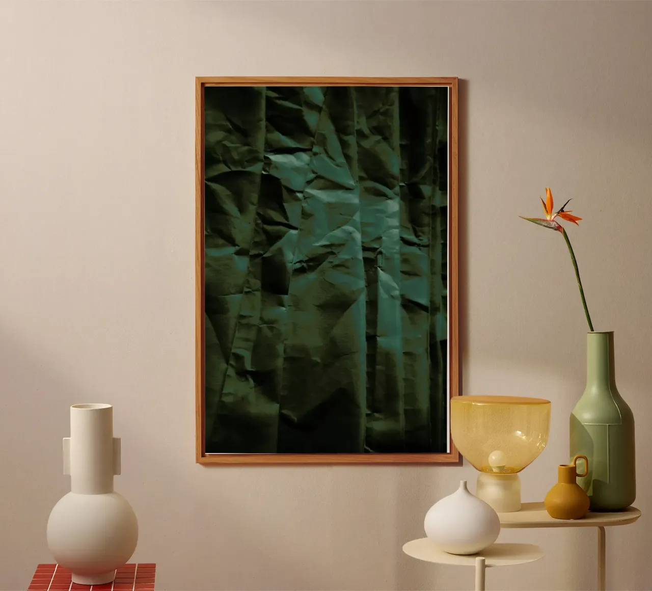 Emerald Green Abstract Paper Forest alluminio dibond da Studio Nahili
