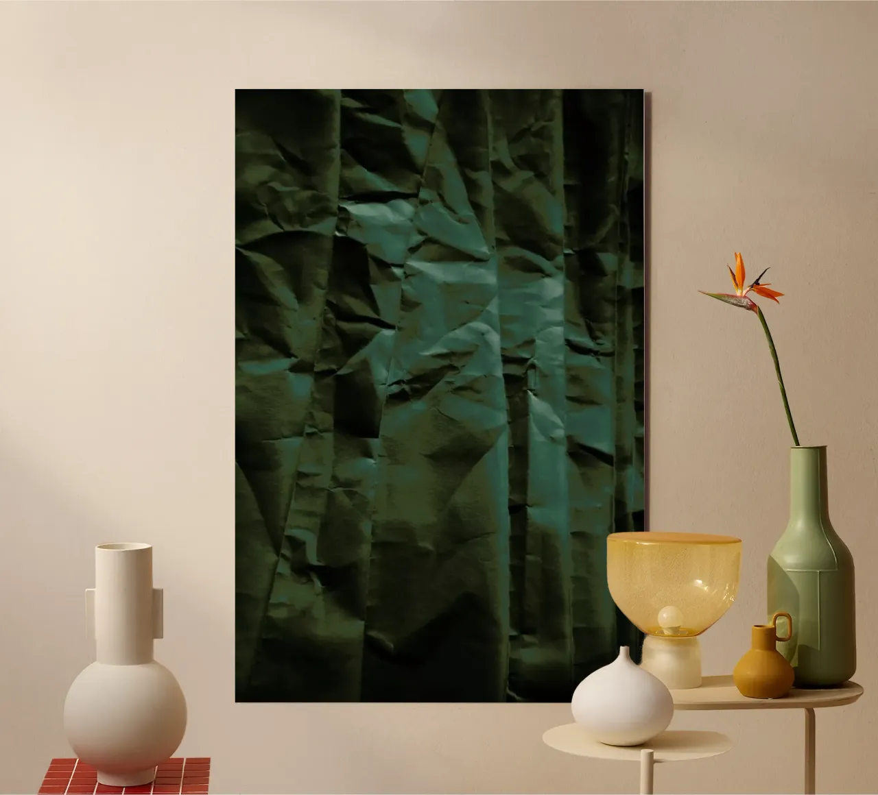 Emerald Green Abstract Paper Forest alluminio dibond da Studio Nahili
