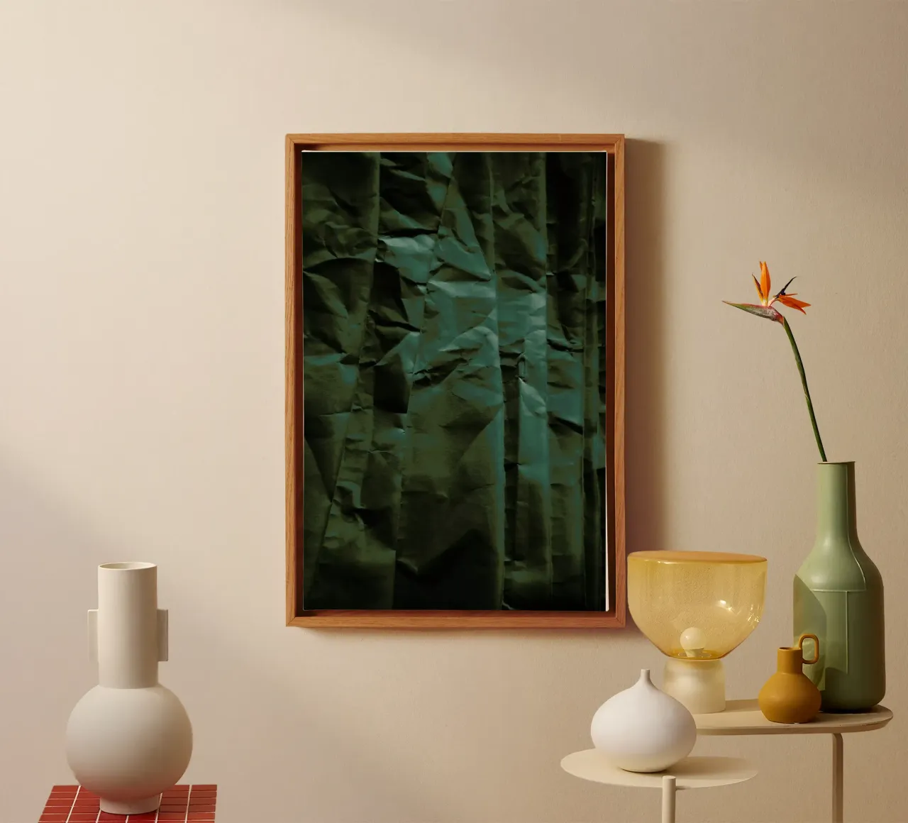 Emerald Green Abstract Paper Forest tela con Cornice a cassetta da Studio Nahili