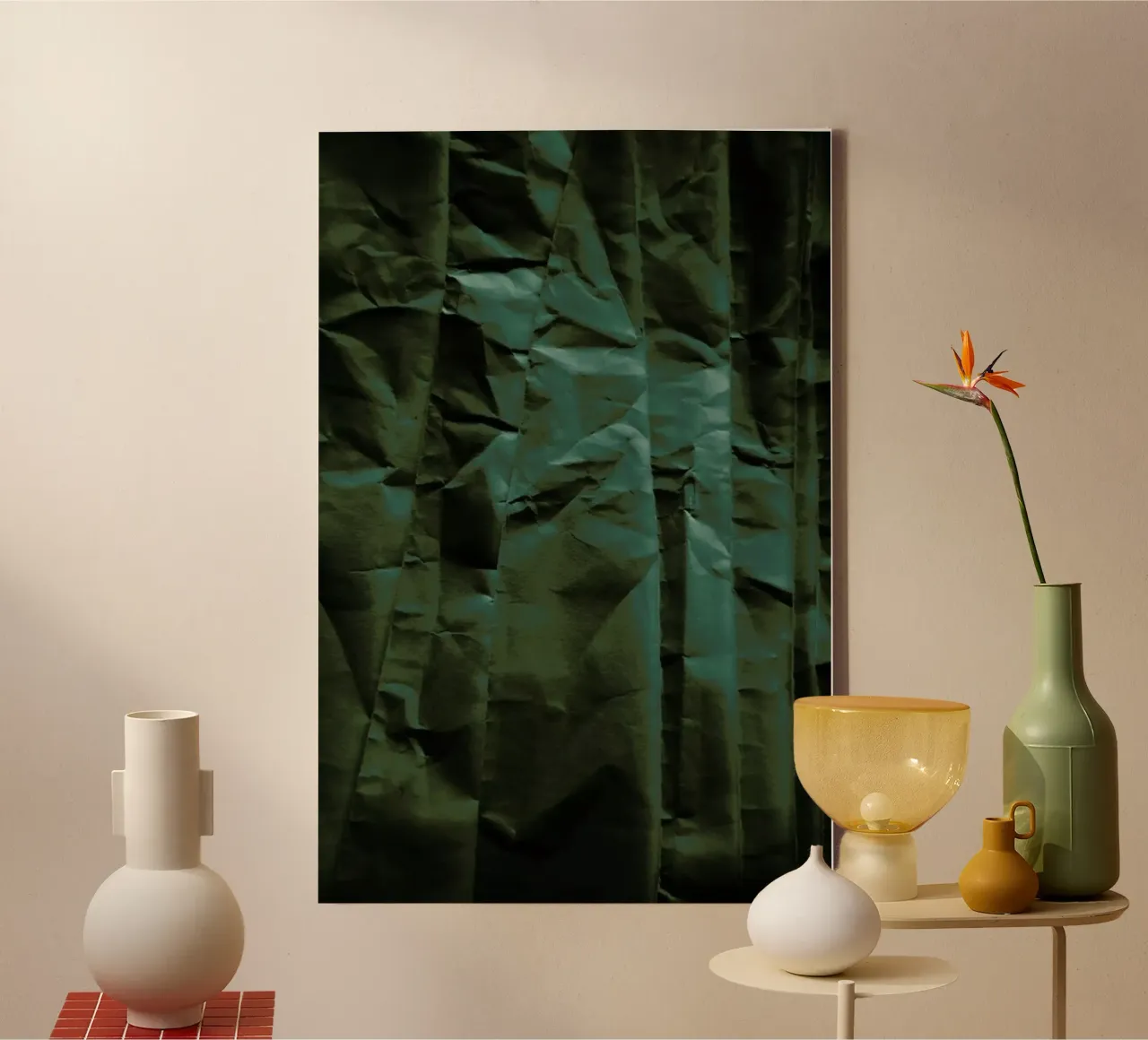 Emerald Green Abstract Paper Forest tela con Cornice a cassetta da Studio Nahili