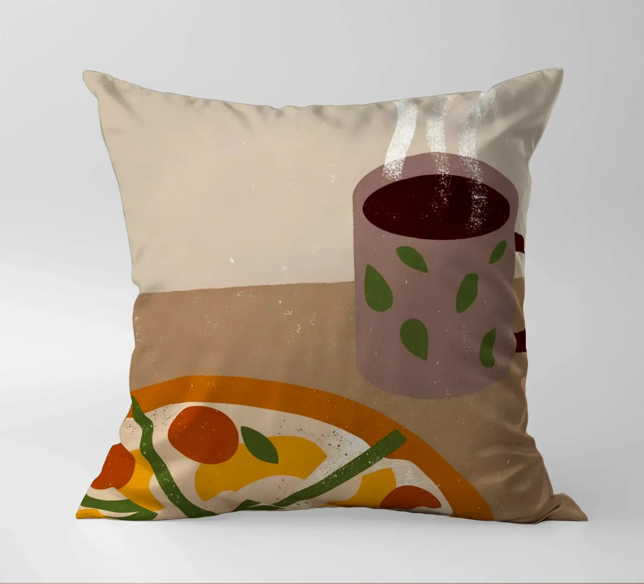 Pizza And Coffee Retro Pop cuscino da THE LATEST SHOP