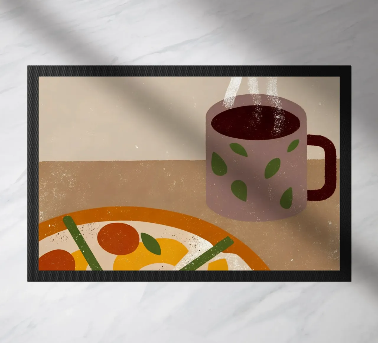 Pizza And Coffee Retro Pop doormat by THE LATEST SHOP