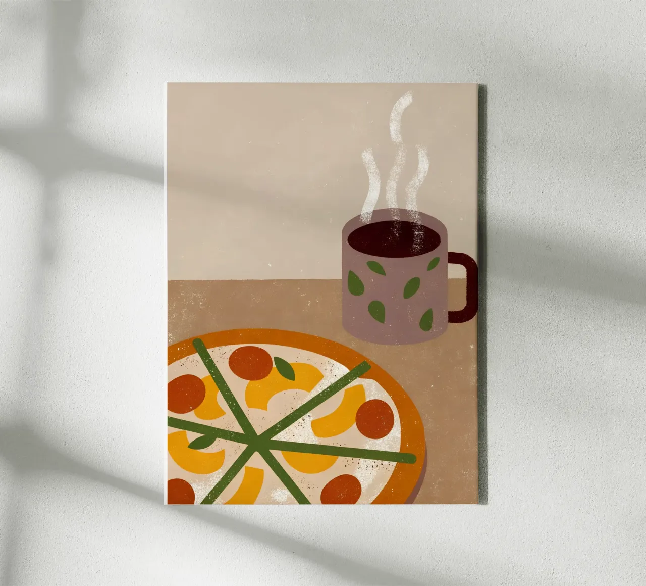 Pizza And Coffee Retro Pop tela con Cornice a cassetta da THE LATEST SHOP