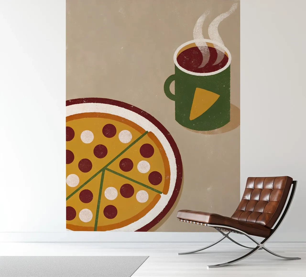 Pizza And Coffee Retro Pop photo wallpaper by THE LATEST SHOP