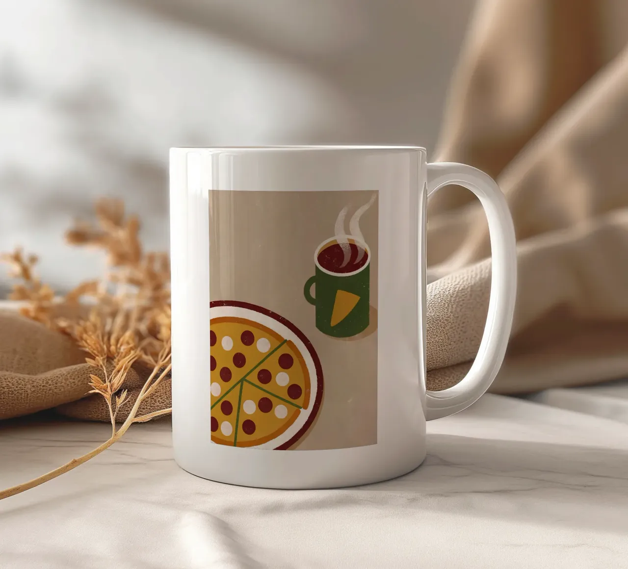 Pizza And Coffee Retro Pop tazza in ceramica da THE LATEST SHOP