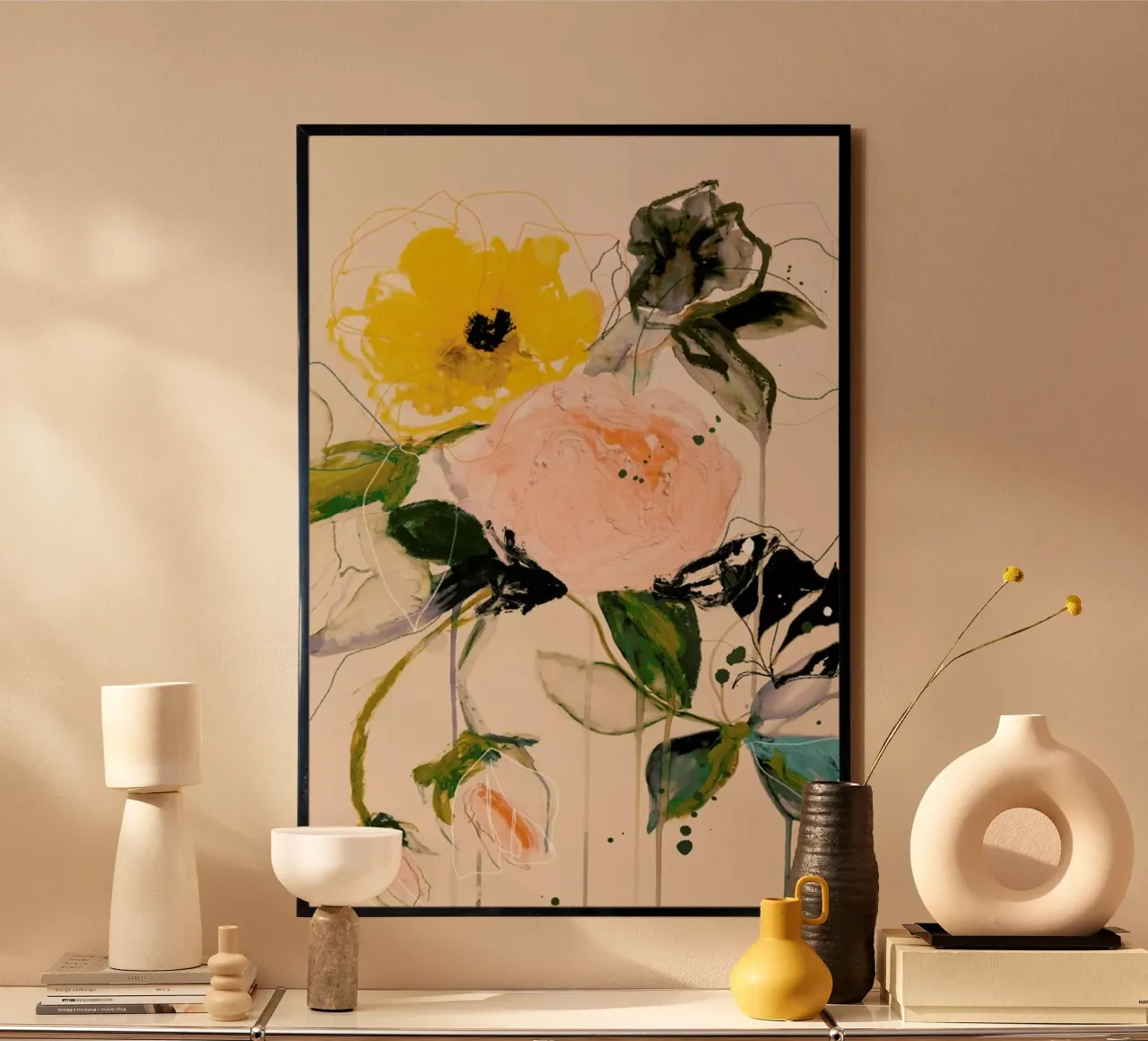 Roses Butterfly poster con telaio in legno da Leigh Viner