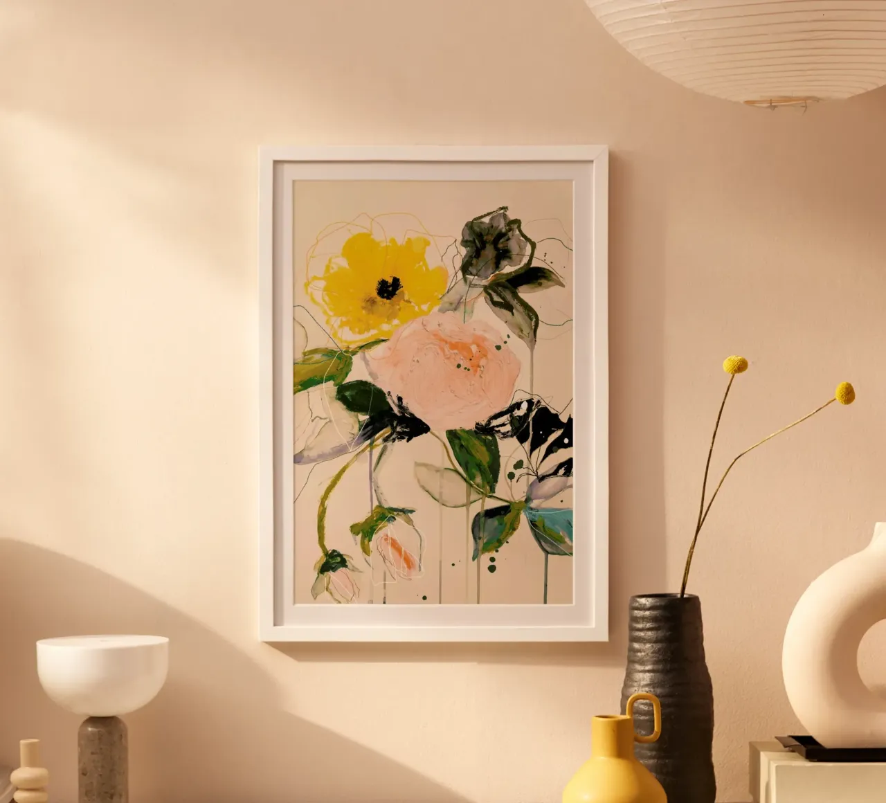 Roses Butterfly poster con telaio in legno da Leigh Viner