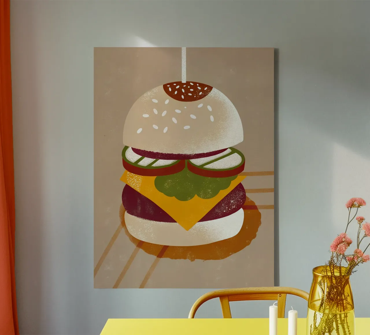 Retro pop pizza canvas met Baklijst van THE LATEST SHOP