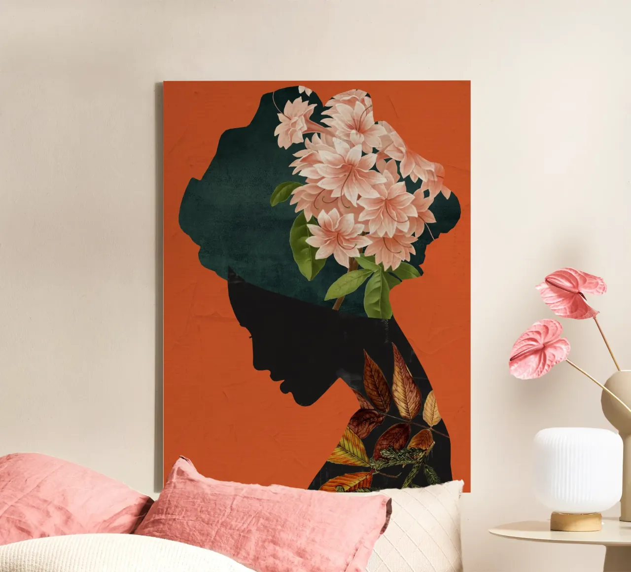 Blumiges Porträt 18 Leinwand mit Schattenfugenrahmen von dada22