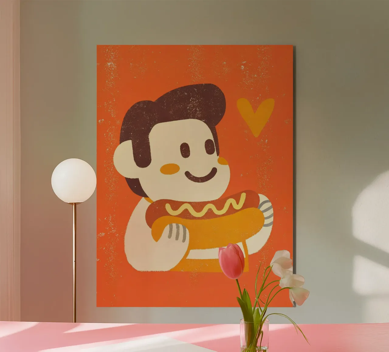 Retro Pop Hot Dog Character alu-dibond by THE LATEST SHOP