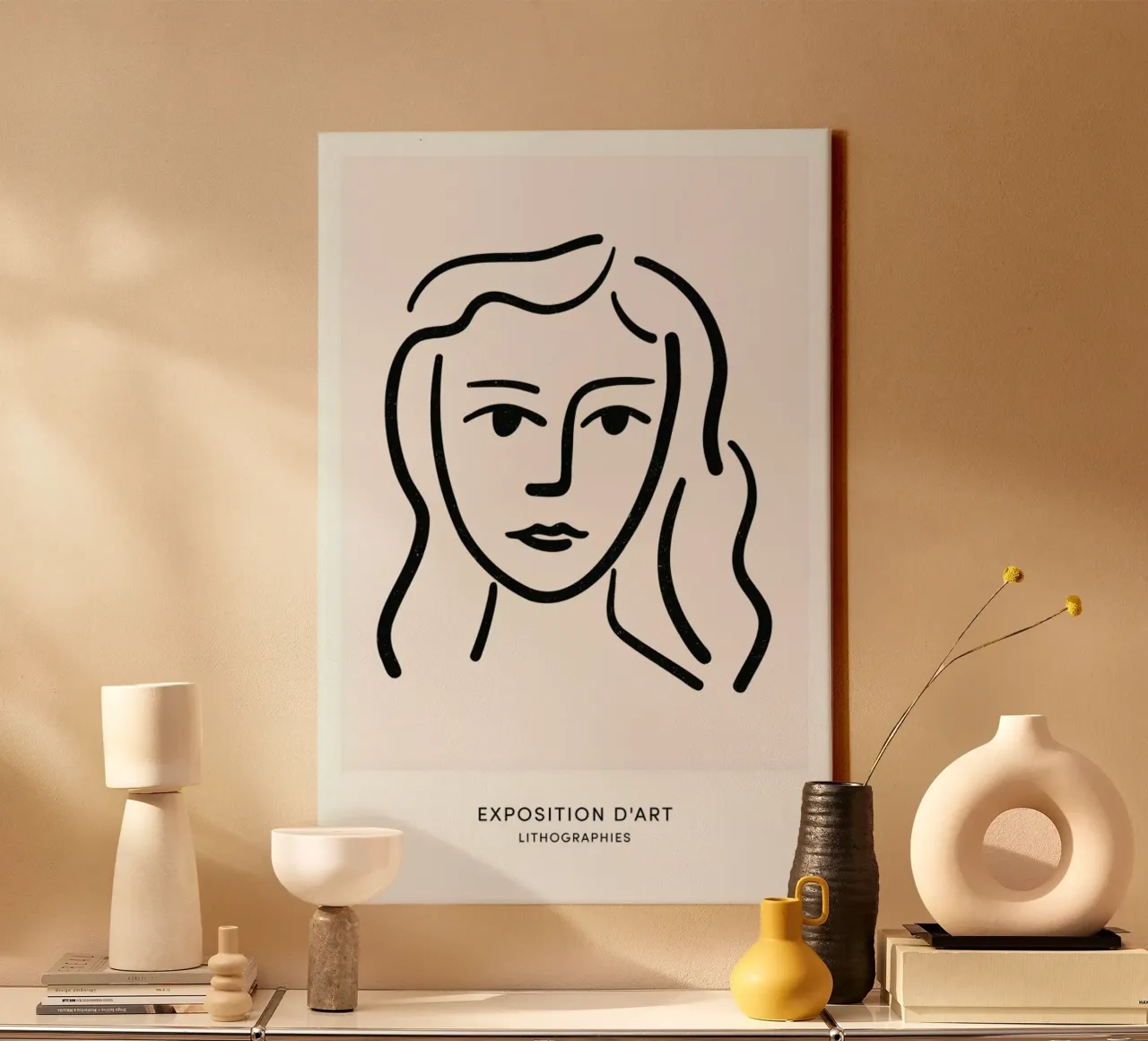 Lithograph III tela con Cornice a cassetta da Graphite