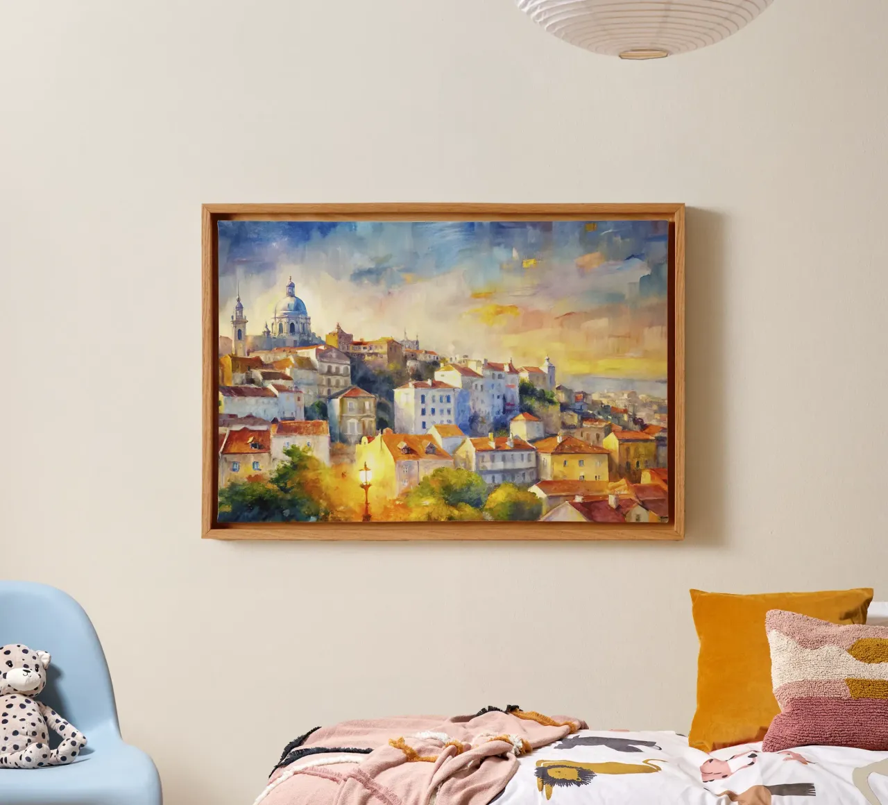 Acquerello di Lisbona tela con Cornice a cassetta da 🎨 Point and Art