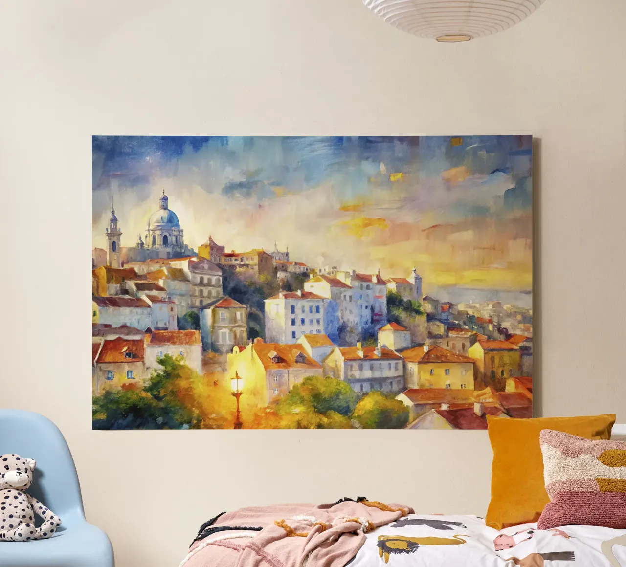Acquerello di Lisbona tela con Cornice a cassetta da 🎨 Point and Art