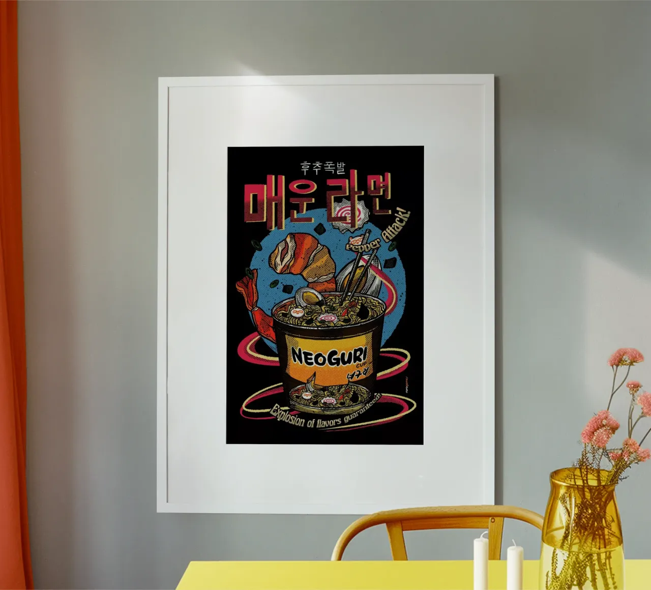 Spicy Noodles poster con telaio in legno da Rafa Gomes
