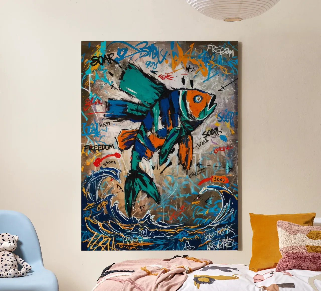 Soar Freedom Fish lienzo con Marco flotante de Muse Fragments