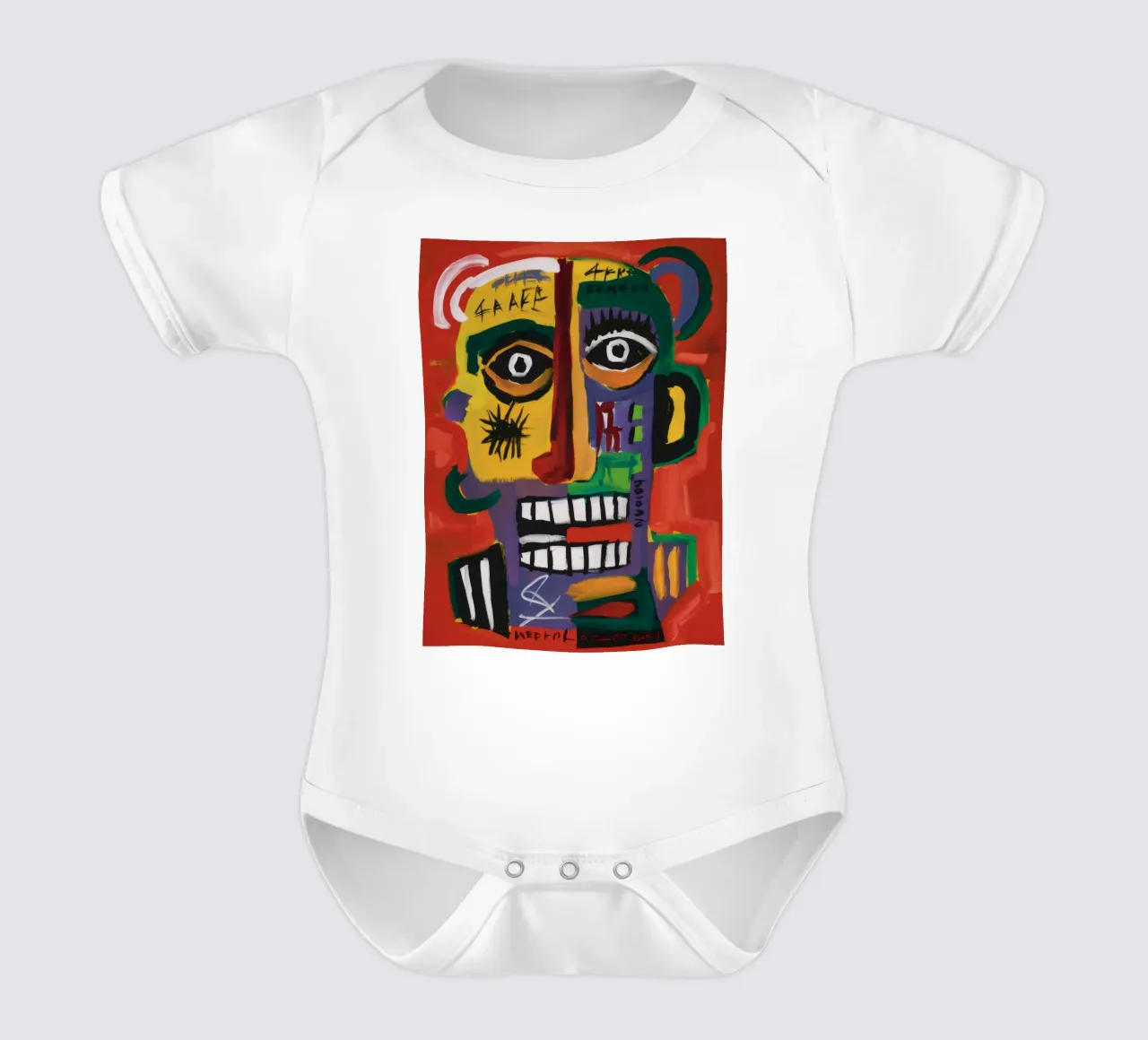 Abstract Masker Gezichten babyrompertje korte mouwen van Muse Fragments