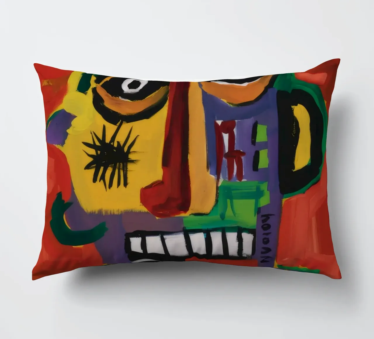 Abstract Mask Faces decorative cushion by Muse Fragments