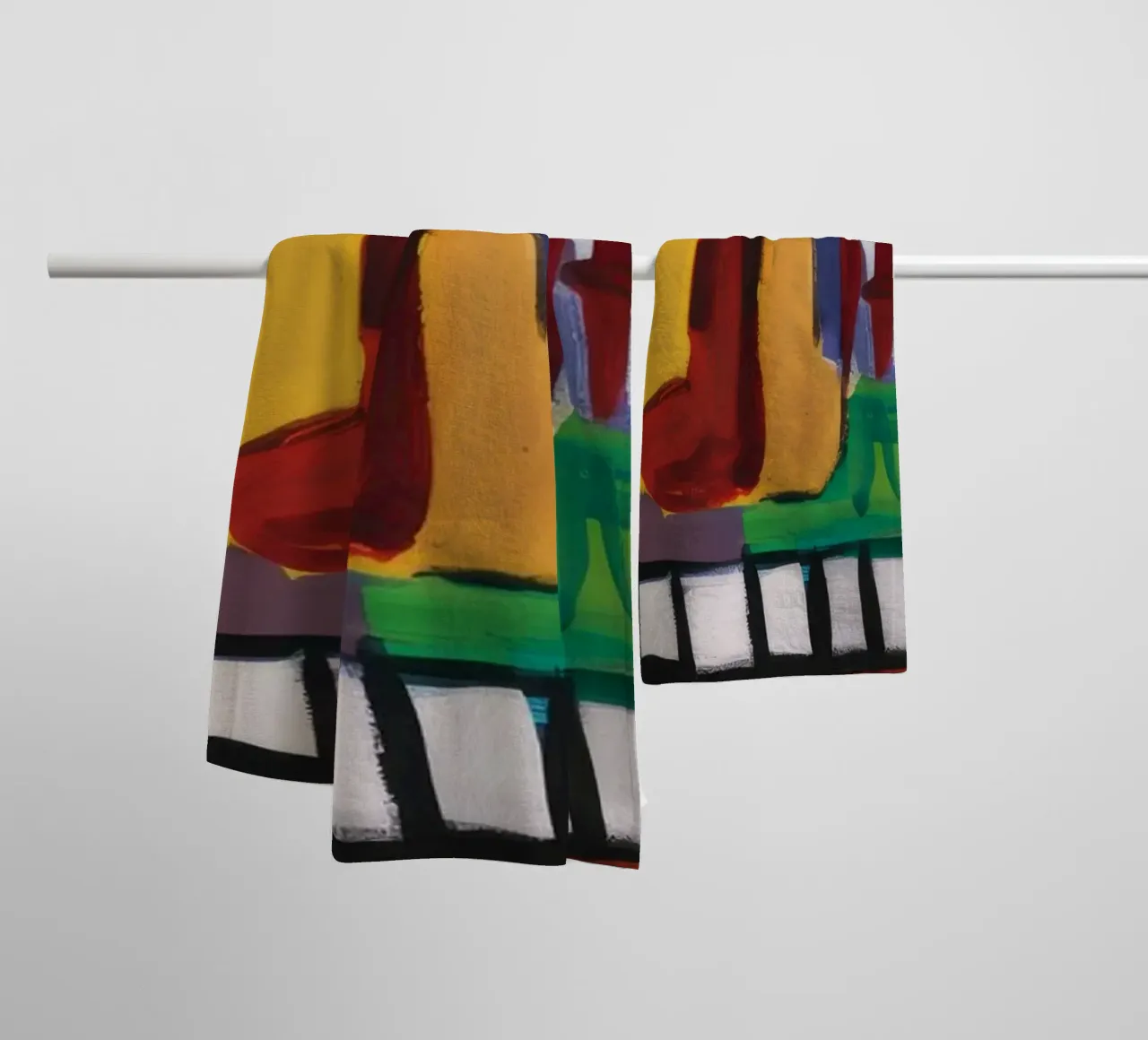 Abstract Mask Faces towel by Muse Fragments