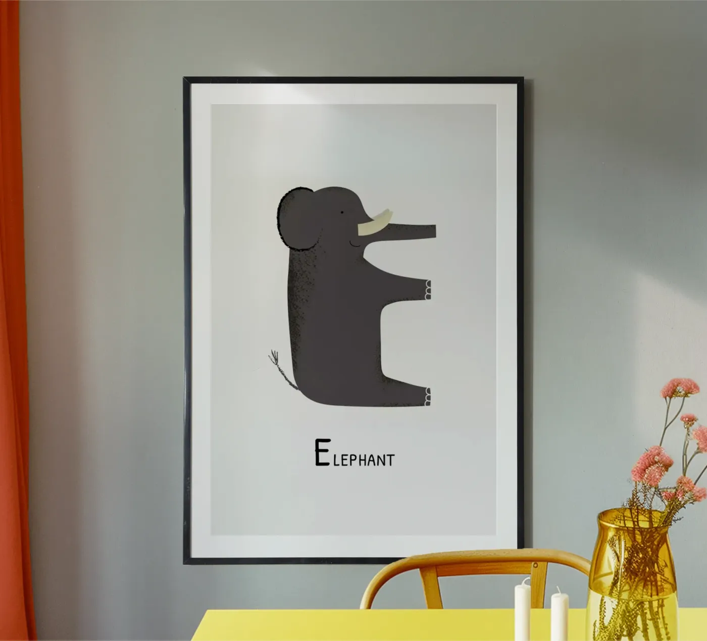 E for Elephant poster by Little Flourishes