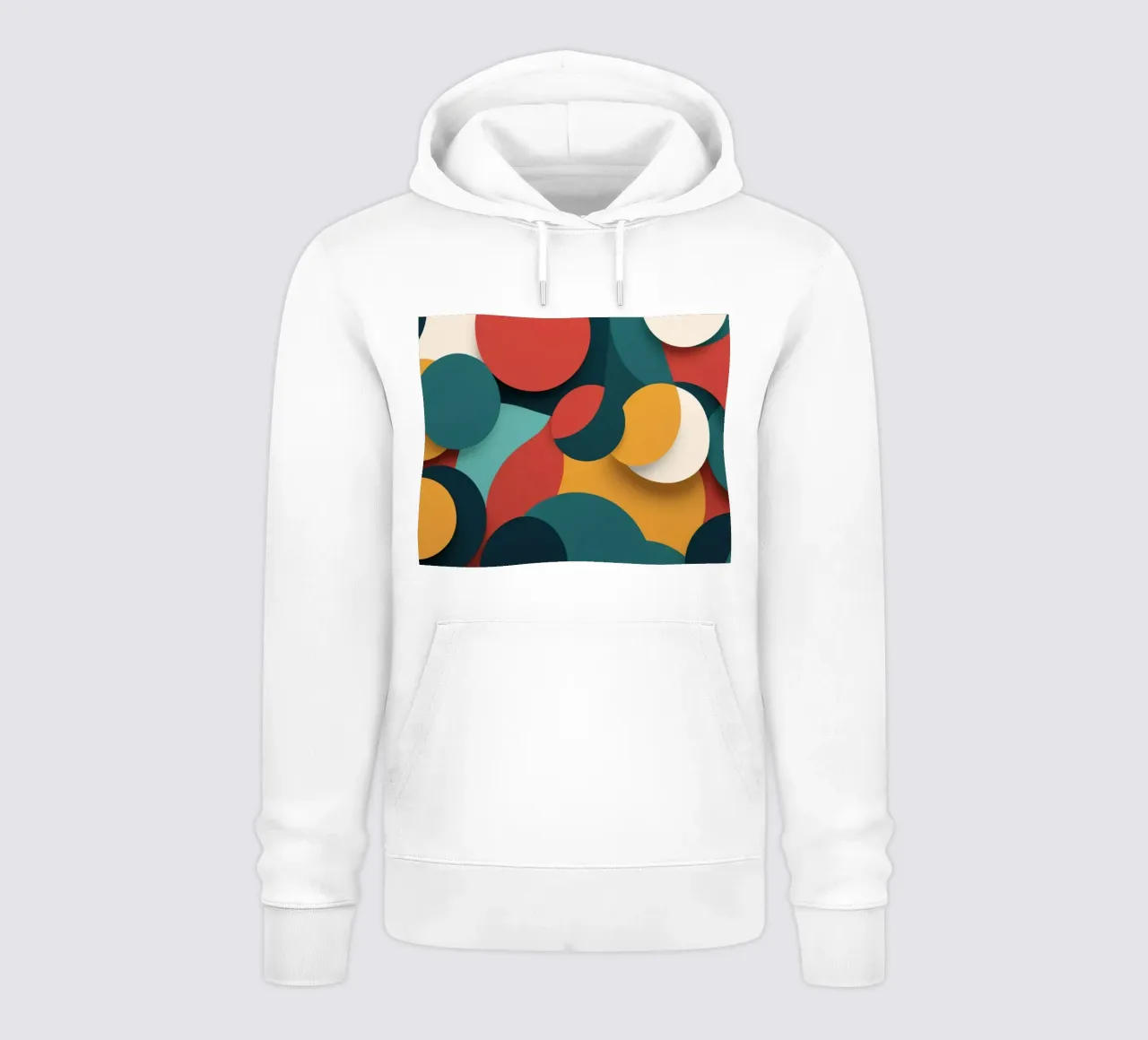 Dynamic abstract composition featuring colorful circles hoodie by DesignDoodle
